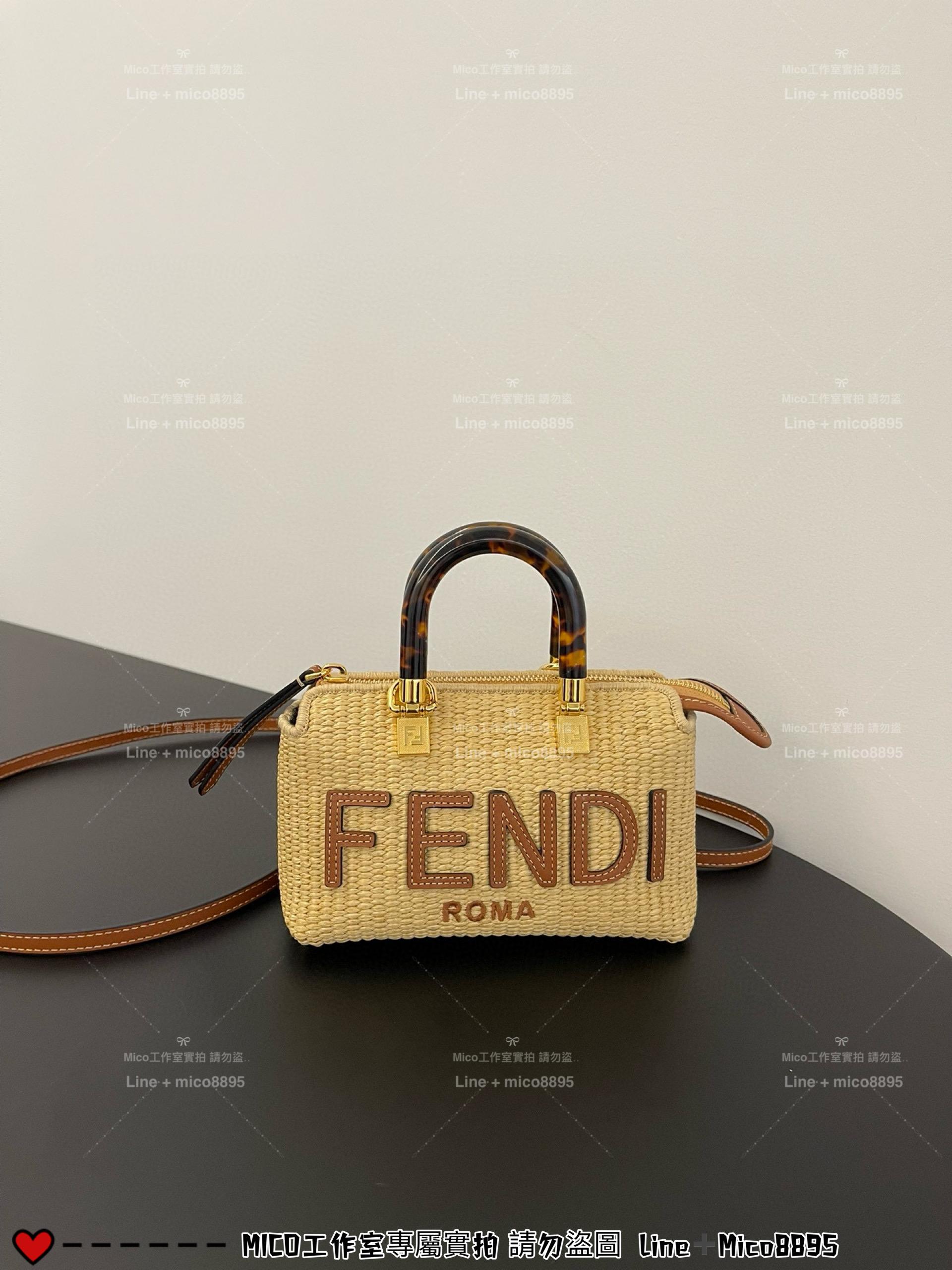 FENDI 夏日草編 Mini ByThe Way 迷你枕頭包 17*18CM