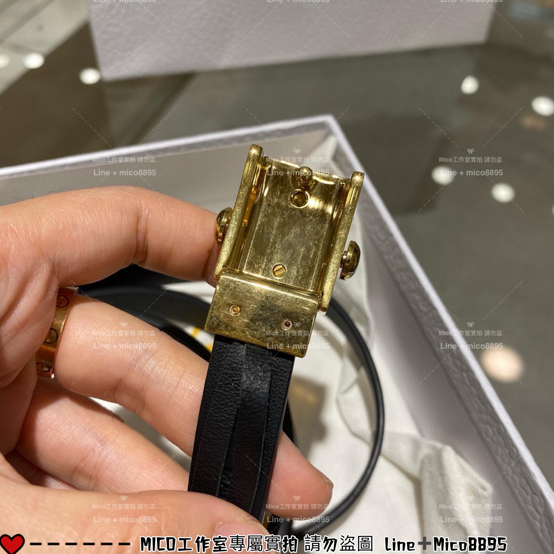 Dior 金釦long細腰帶/皮帶 寬1.8cm