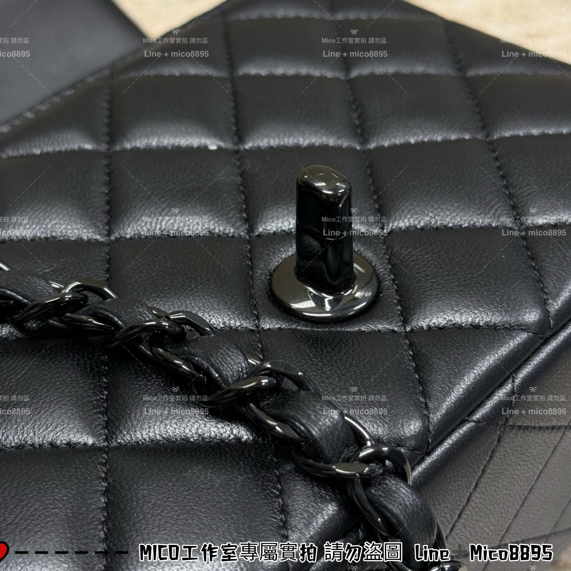 CHANEL All black 全黑羊皮 Classic Flap mini 方胖子 CF 口蓋包 17cm