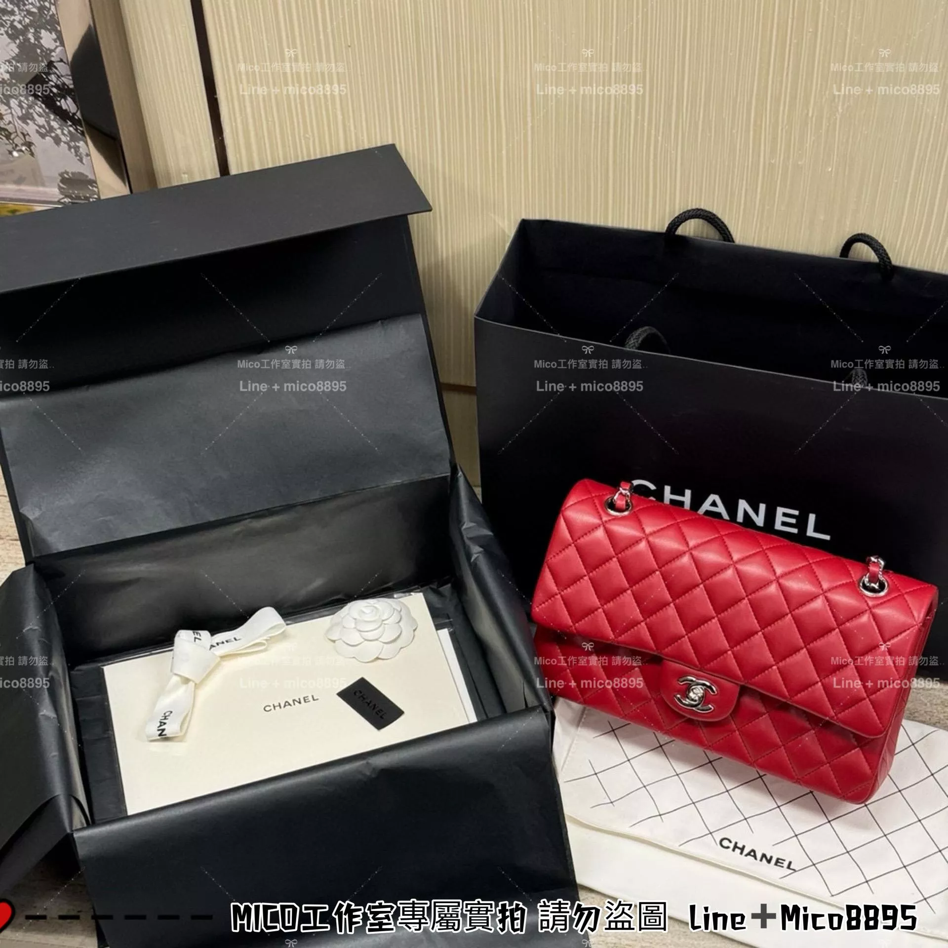 CHANEL 酒紅羊皮/銀釦 Classic Flap Medium中號  CF 口蓋包 25cm