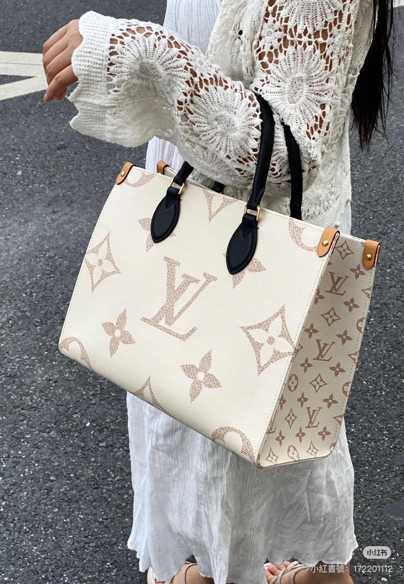 Lv 芯片版 ONTHEGO 中號手袋 托特包 購物袋 通勤 M46912 沙漠色 35cm