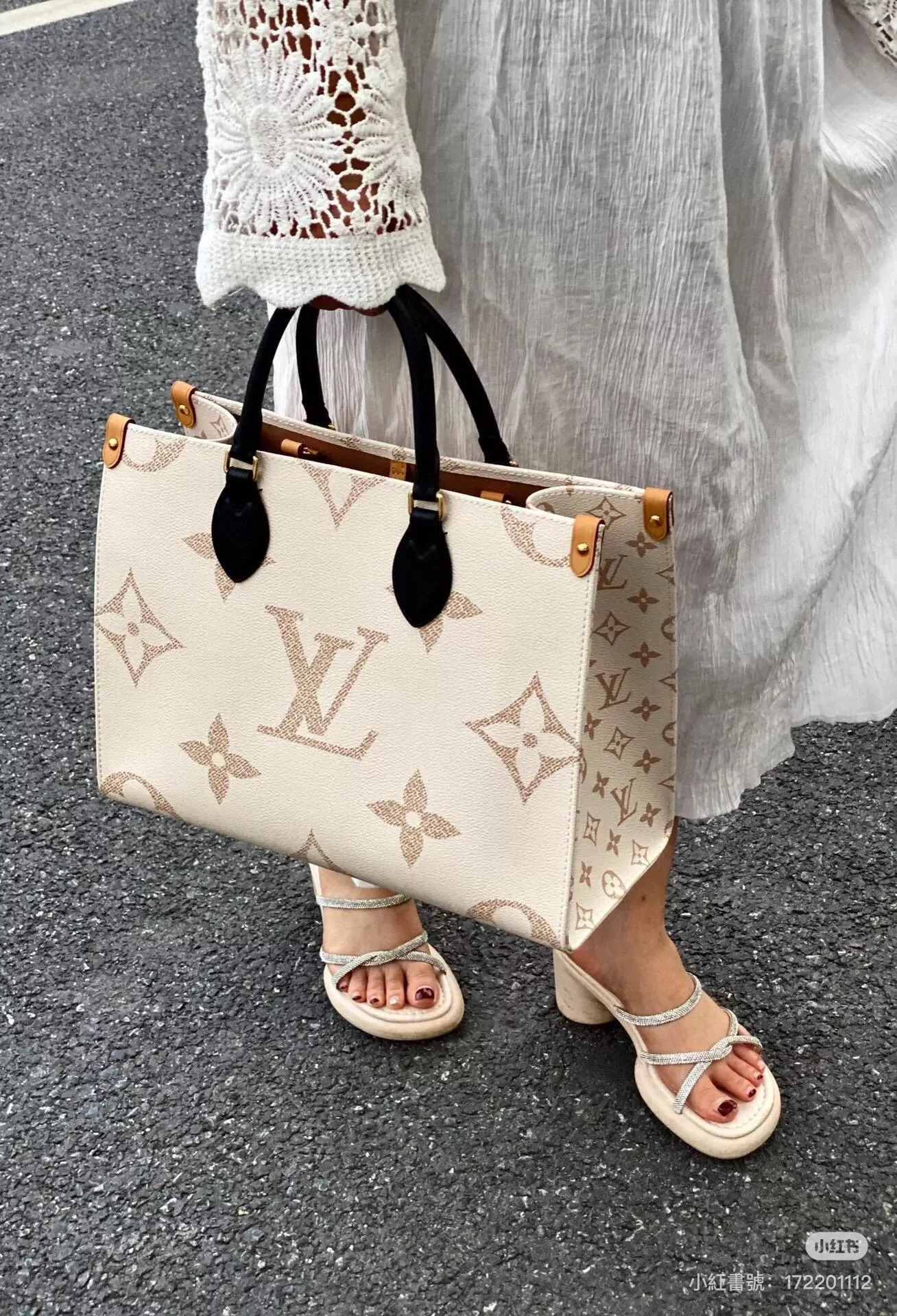 Lv 芯片版 ONTHEGO 中號手袋 托特包 購物袋 通勤 M46912 沙漠色 35cm