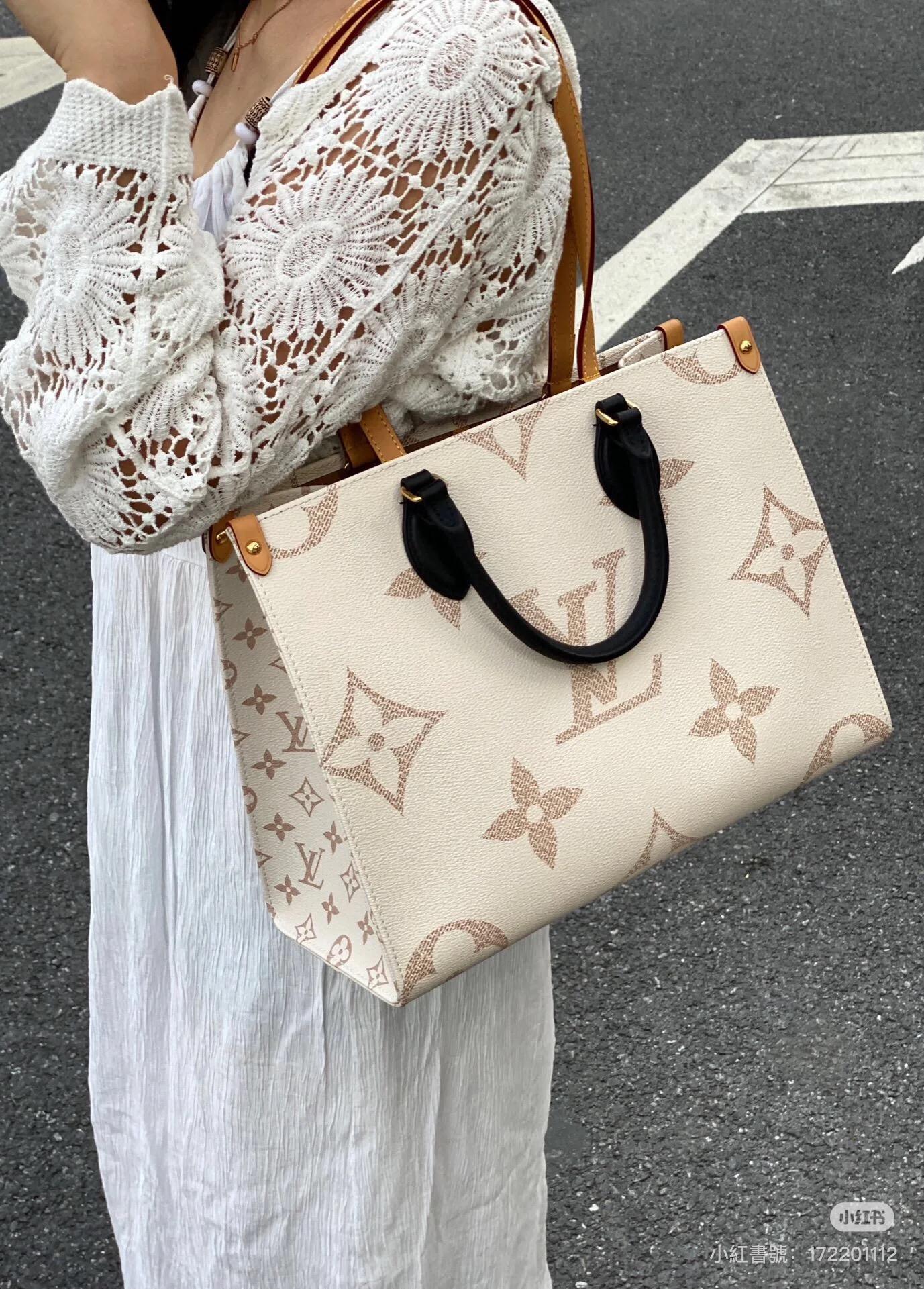 Lv 芯片版 ONTHEGO 中號手袋 托特包 購物袋 通勤 M46912 沙漠色 35cm