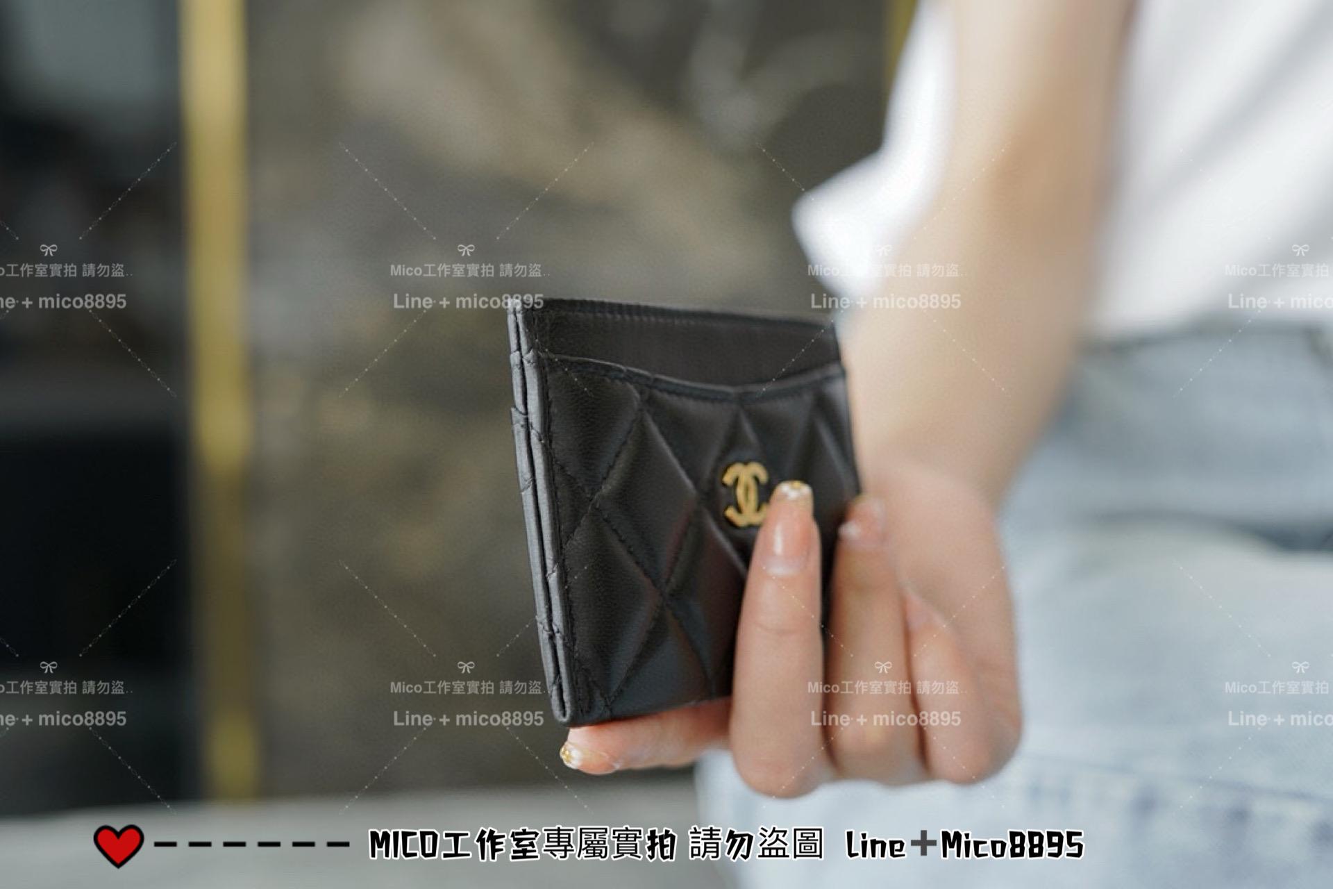 Chanel 小羊皮/淡金釦 菱格紋 Cardholder 卡包 卡套