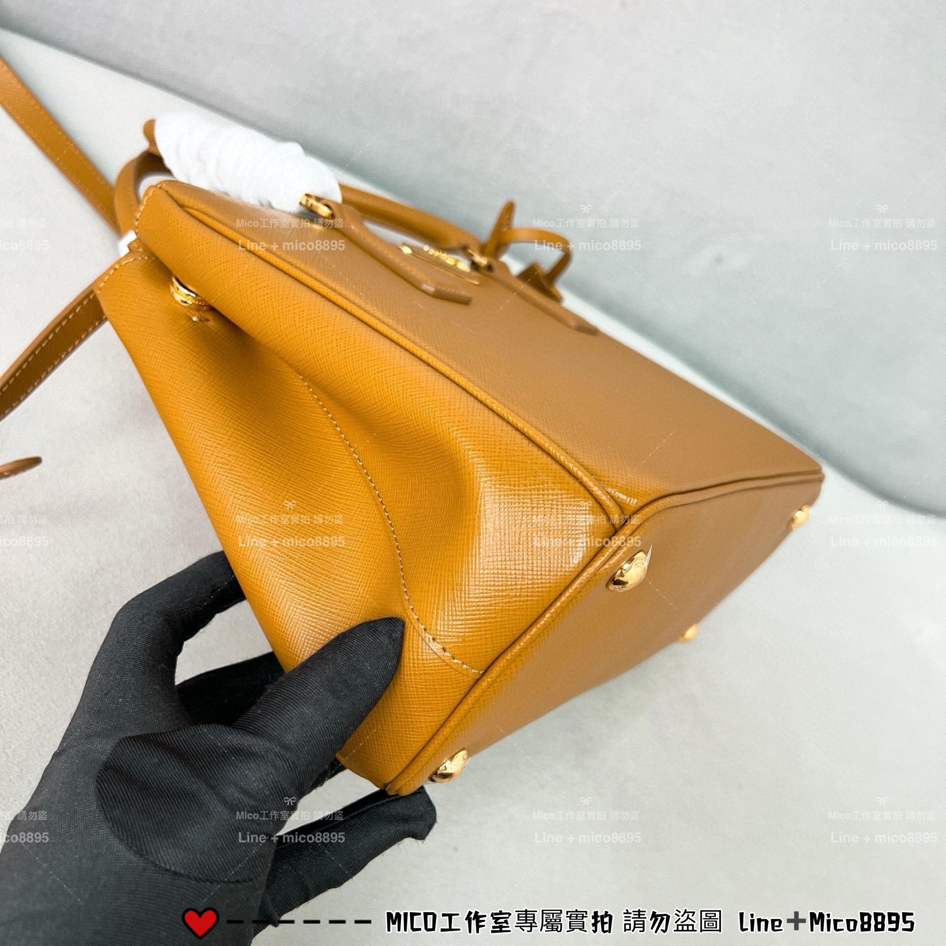 PRADA 低調簡約款 中號 焦糖色 GalleriaSaffiano皮革手袋 殺手包 手提包 28cm