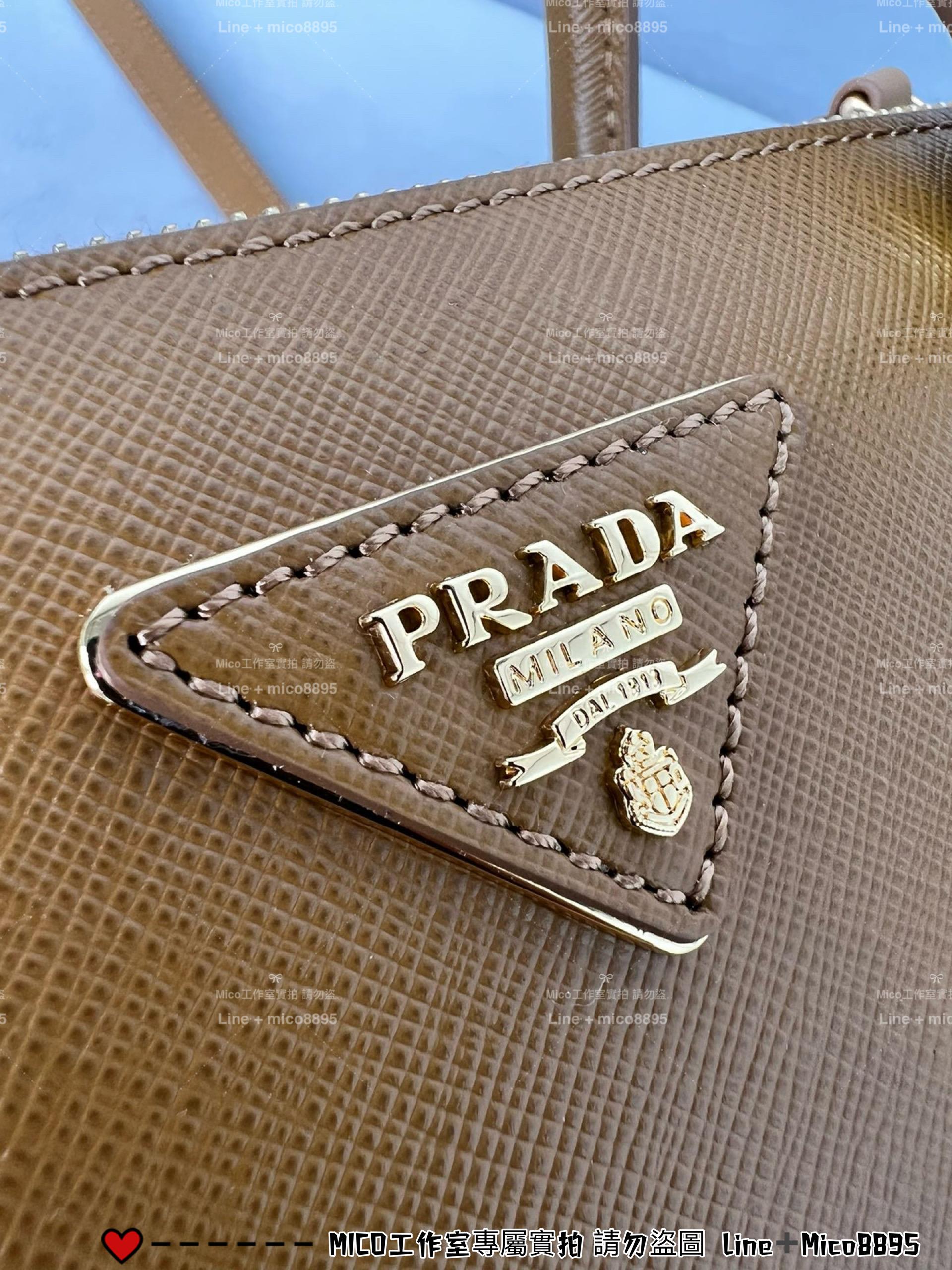 PRADA 低調簡約款 中號 焦糖色 GalleriaSaffiano皮革手袋 殺手包 手提包 28cm