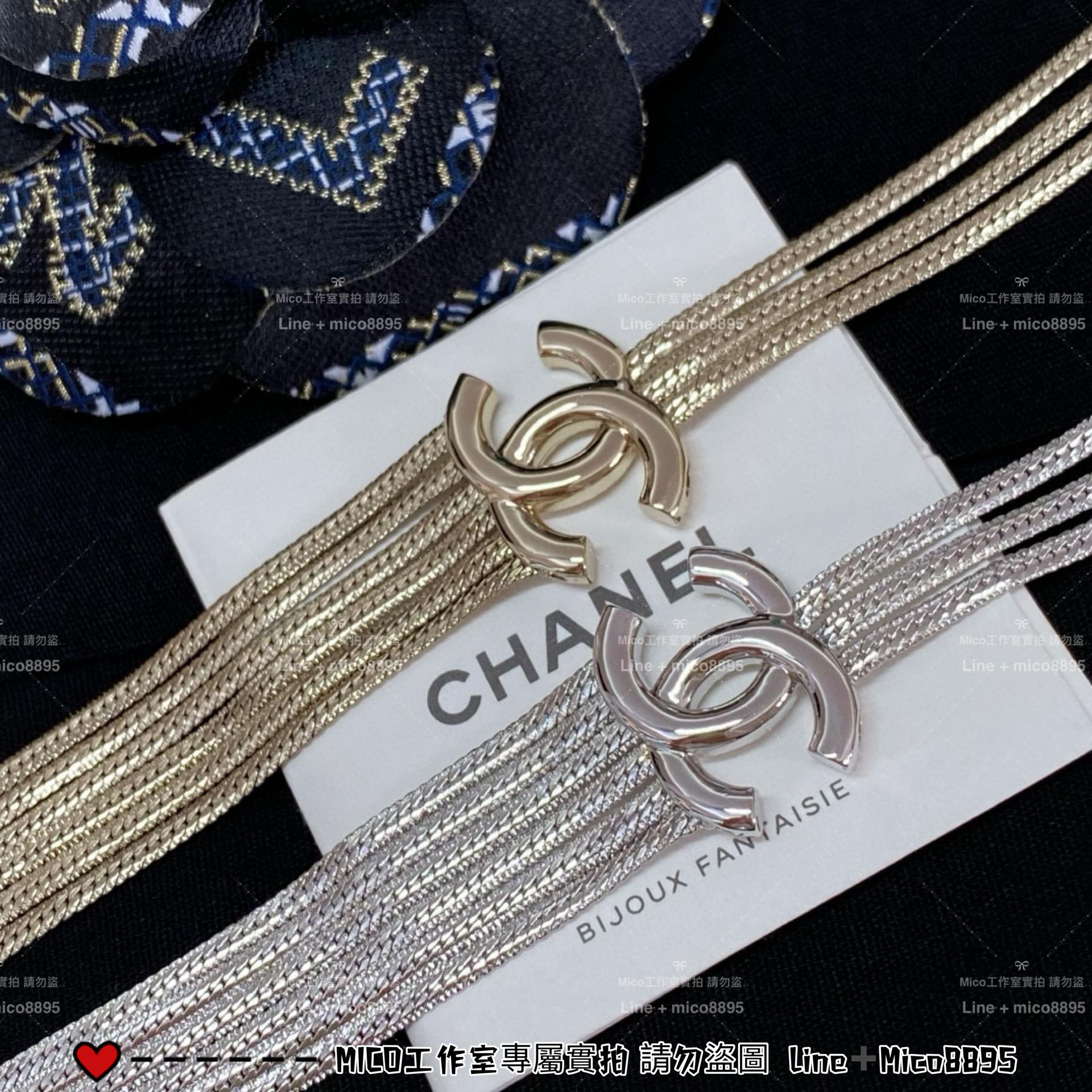 Chanel 24B 淡金色/銀色 多層蛇骨項鍊/choker