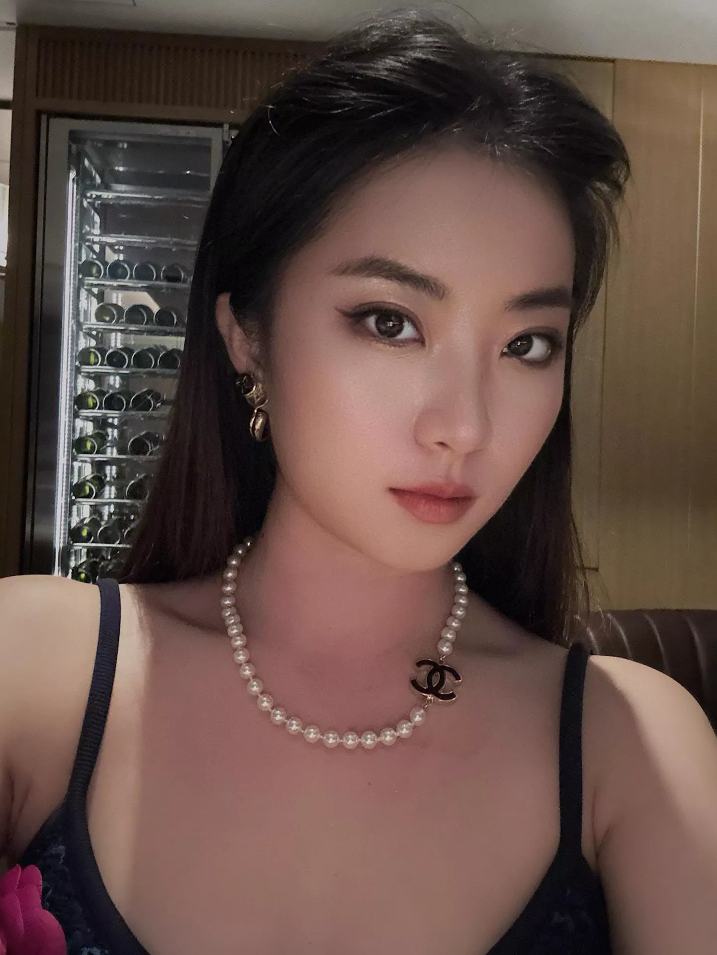 Chanel 24B 黑色琺瑯雙c珍珠項鍊 choker