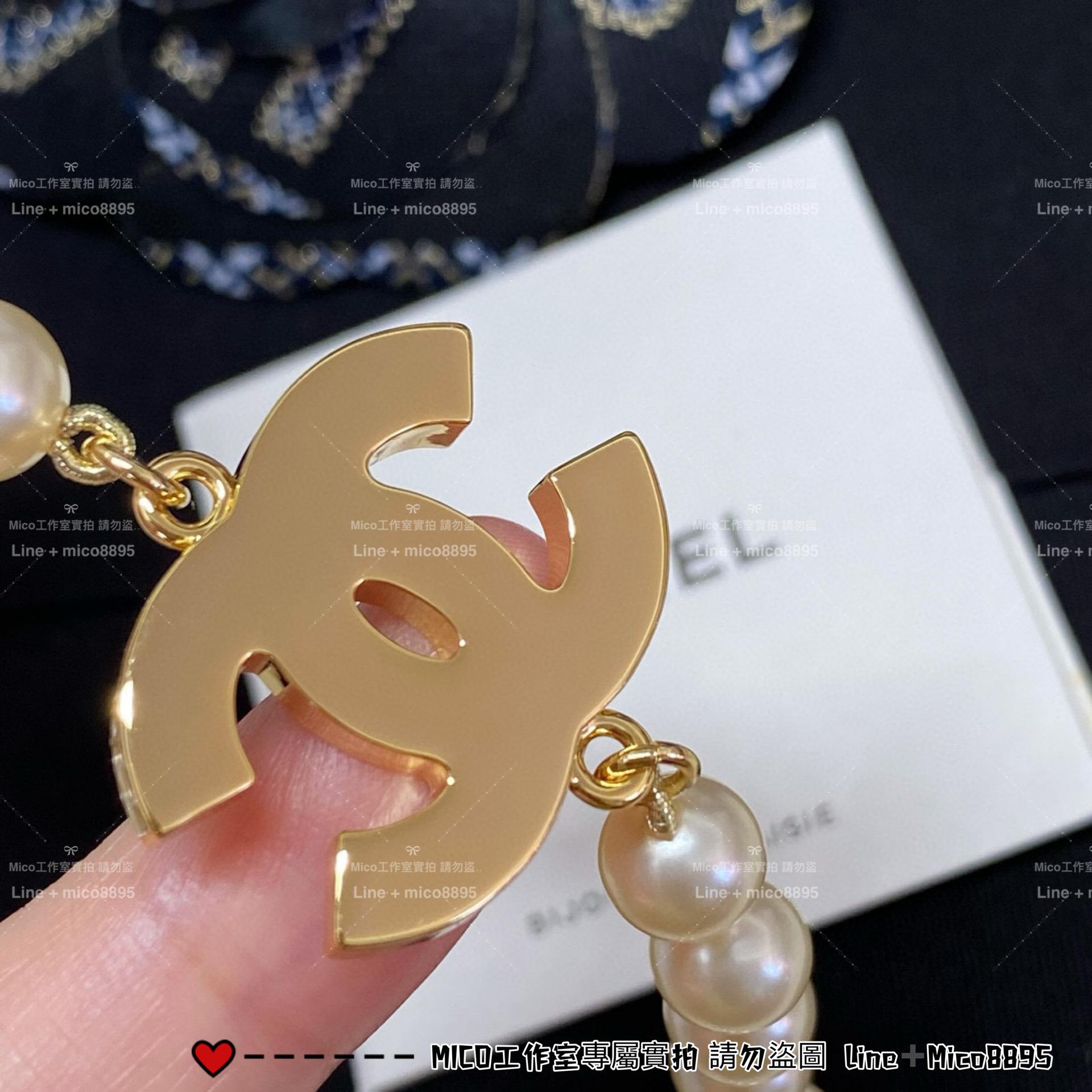 Chanel 24B 黑色琺瑯雙c珍珠項鍊 choker