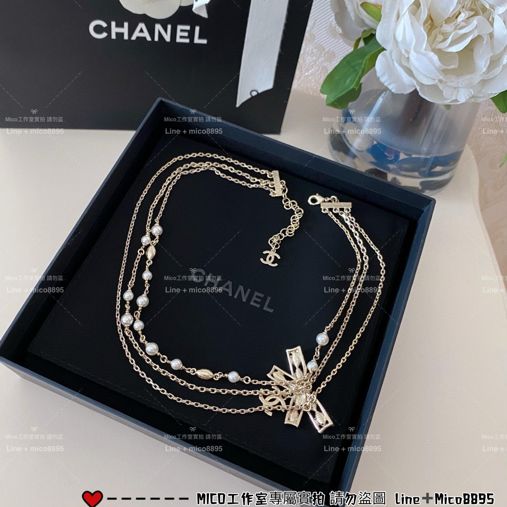 Chanel 蝴蝶結吊c三層項鍊/choker