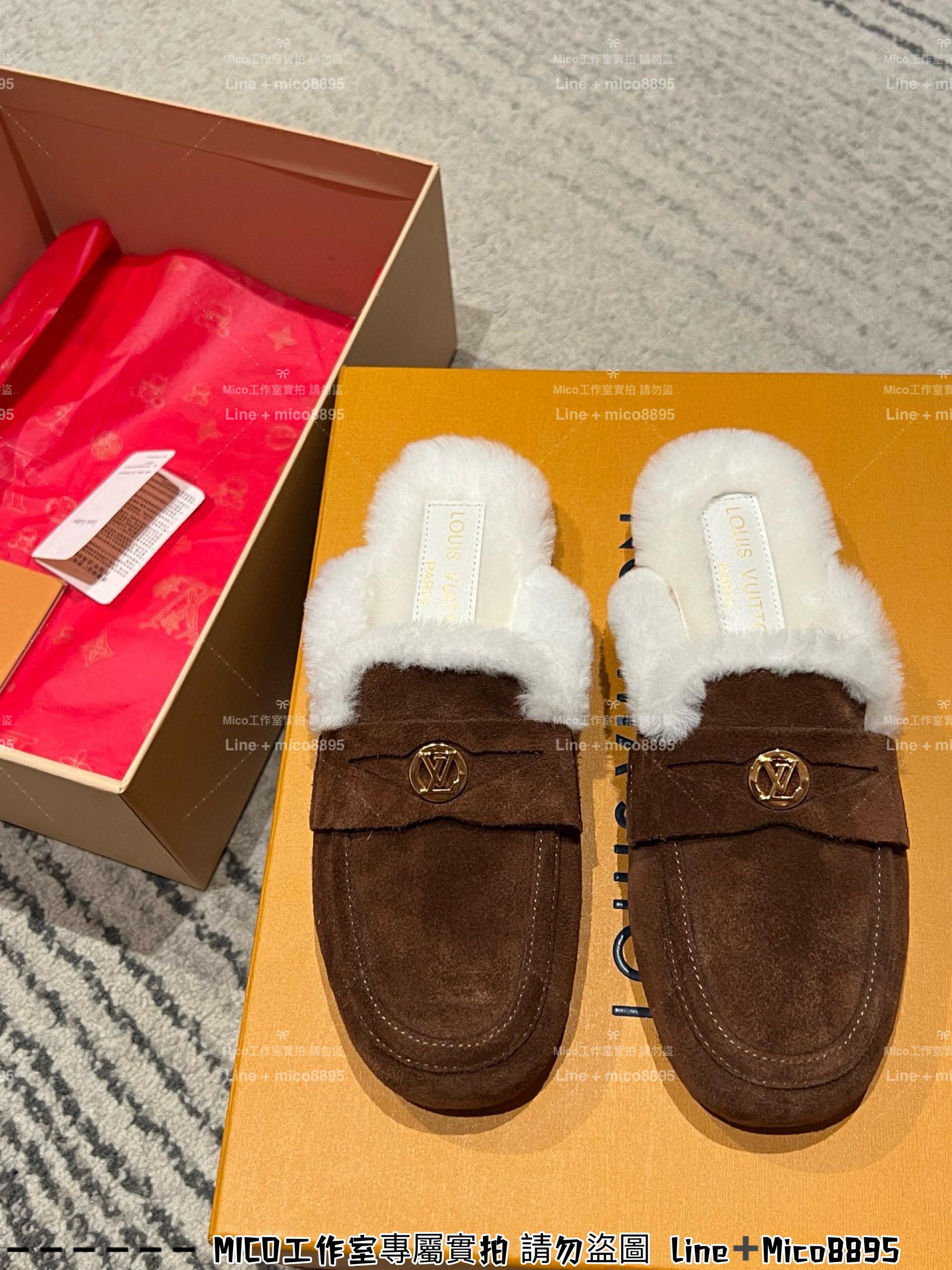 Lv 秋冬款 Soho 露跟穆勒毛拖 拖鞋 女鞋 35-40