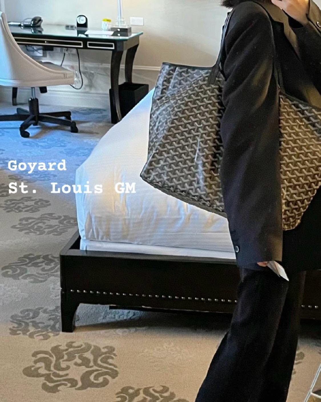 Goyard 經典款 黑色中號 St. Louis PM防水帆布LOGO購物包 托特包 媽媽包 47cm