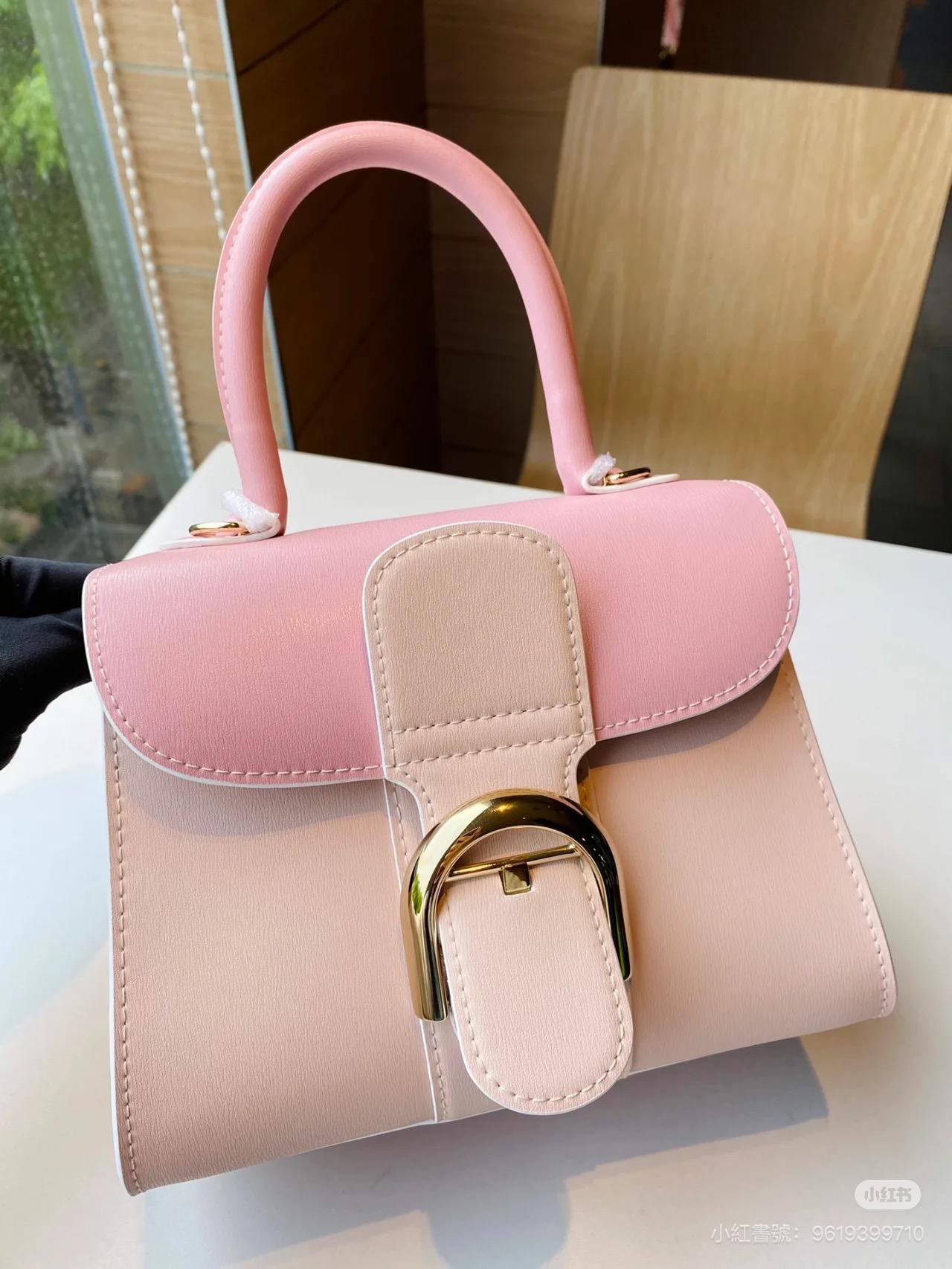 Delvaux 德爾沃 情人節限定 BOX皮革三拼粉色 20cm