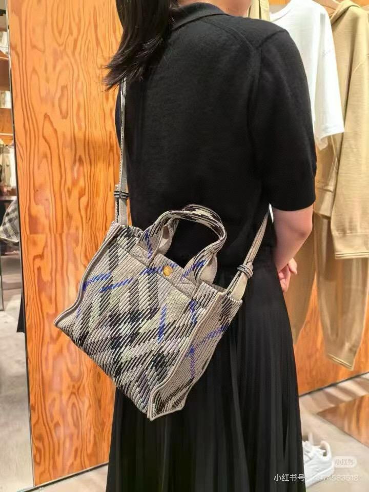 Burberry 輕便款 針織材質 經典格紋托特包 布包 三個色 25cm