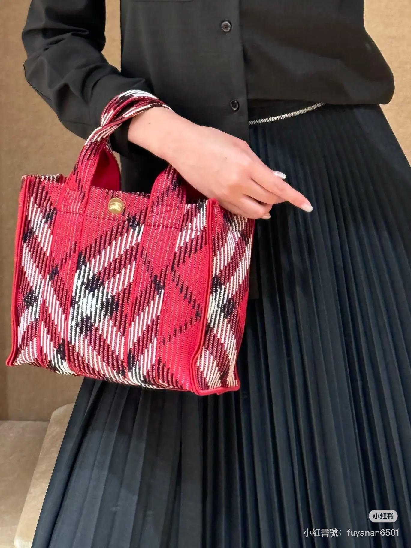 Burberry 輕便款 針織材質 經典格紋托特包 布包 三個色 25cm