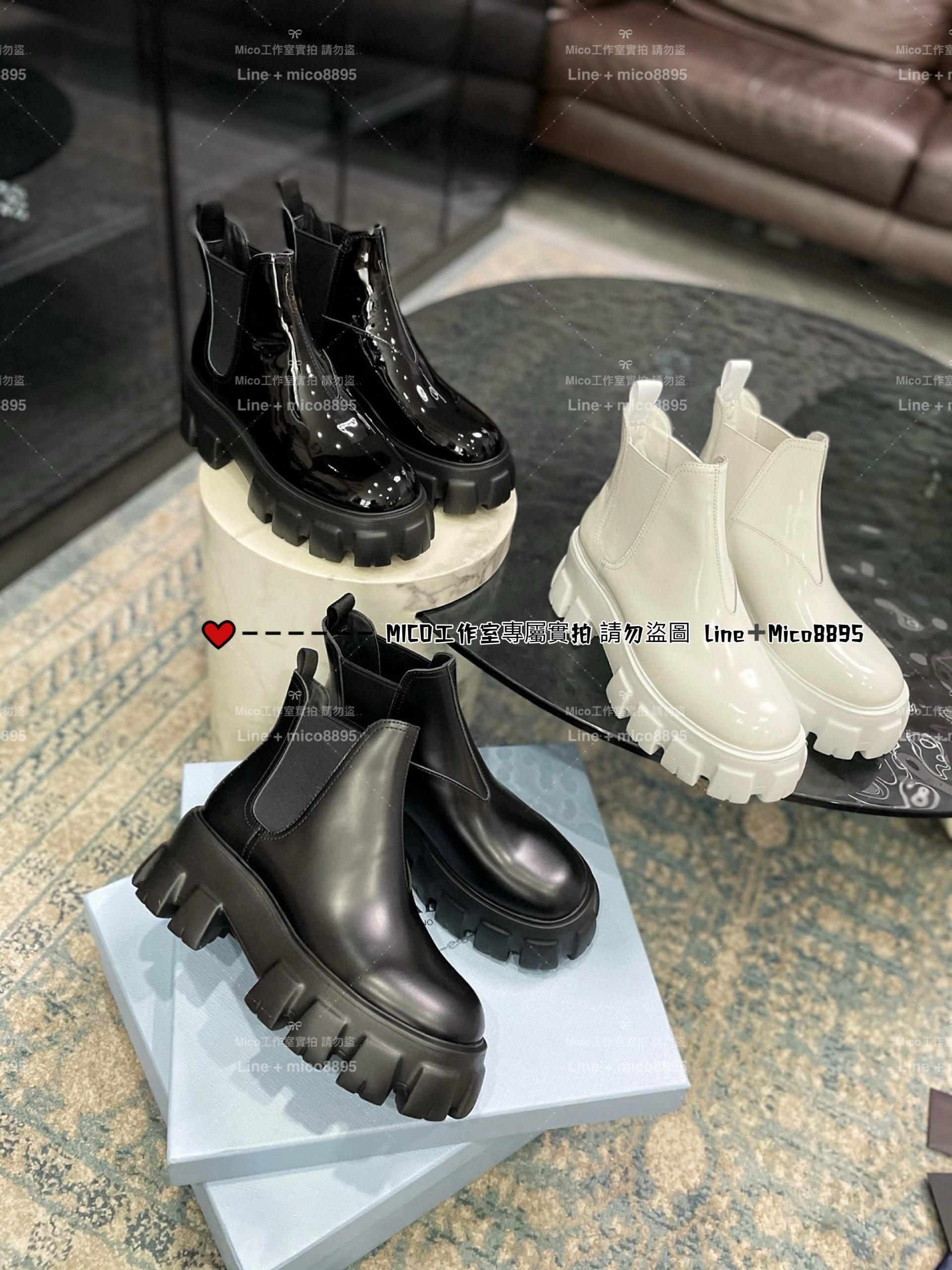 Prada 普拉達 彈力橡筋厚底短靴 齒輪短靴 35-40