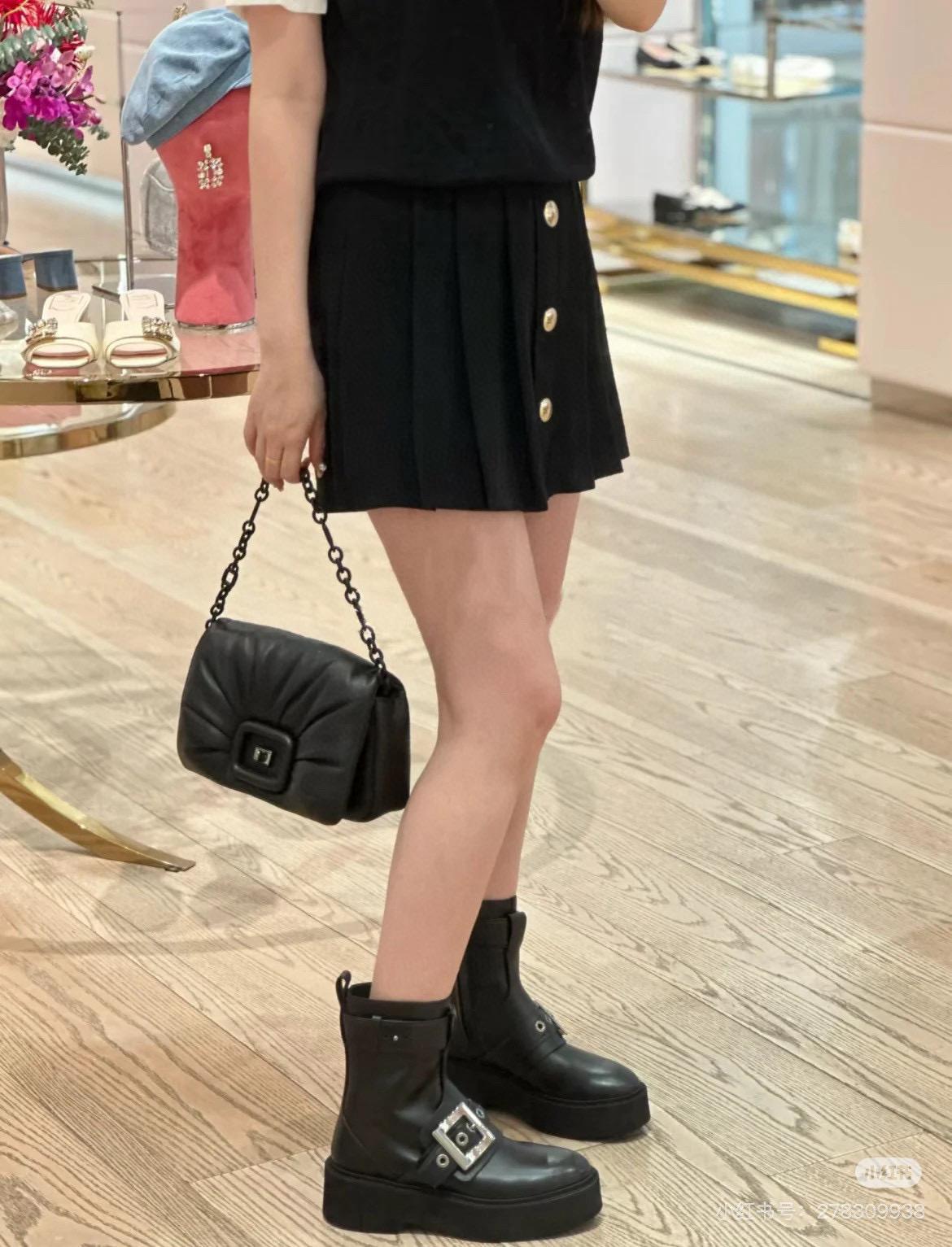 Roger Vivier RV 24S 厚底真皮騎士靴 馬丁靴 35-39 底厚4.5cm