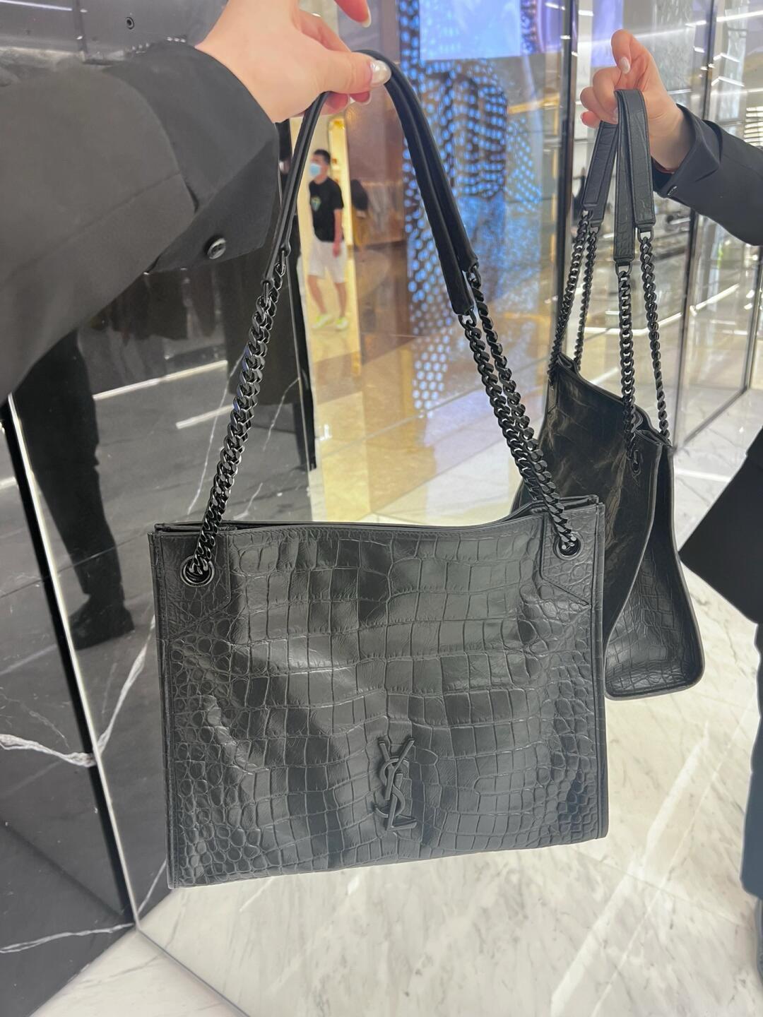 YSL 聖羅蘭 通勤好用 中號 牛皮壓鱷魚紋路Niki shopping bag 購物袋 33cm