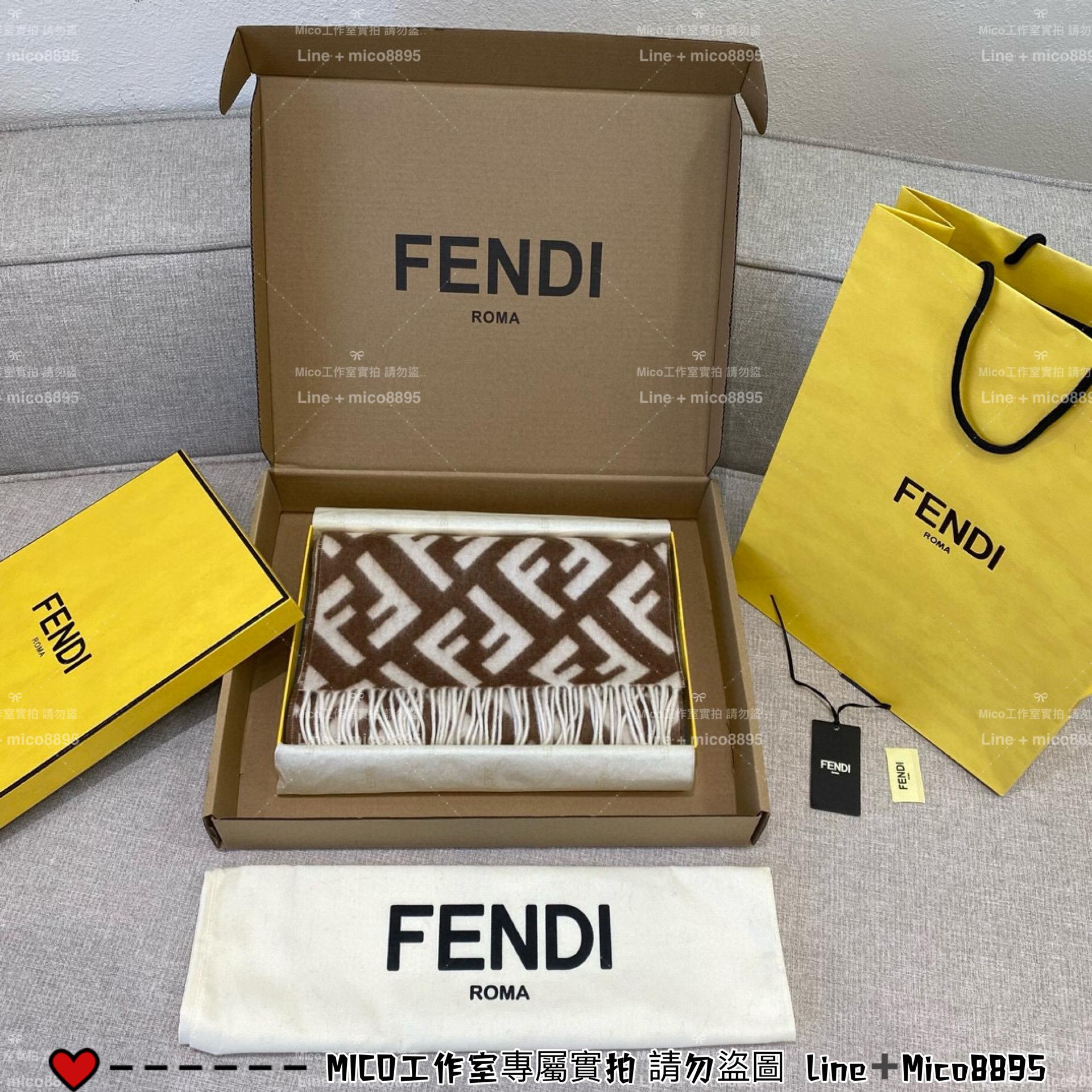 Fendi FF漸變羊絨流蘇圍巾 size：35×180cm