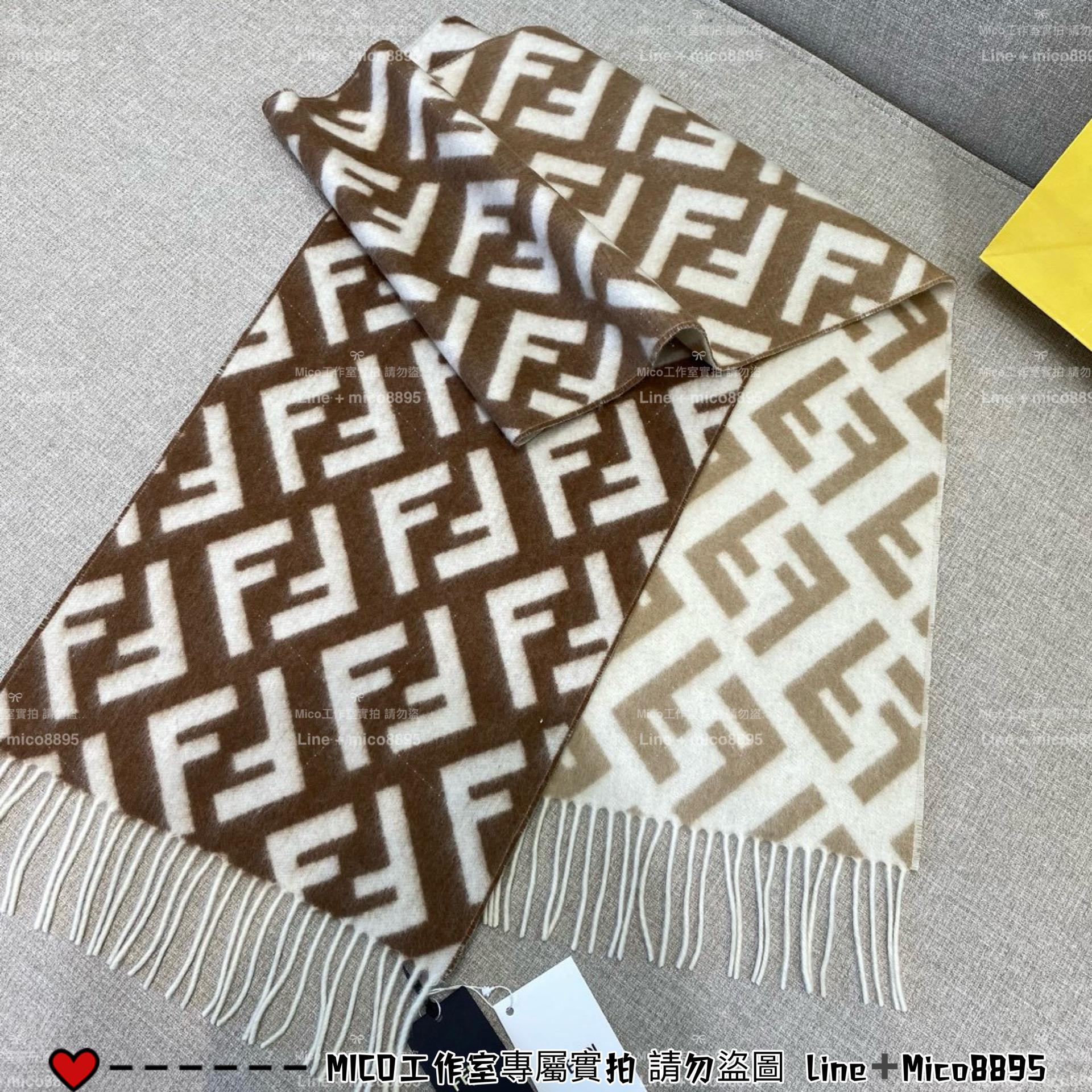 Fendi FF漸變羊絨流蘇圍巾 size：35×180cm