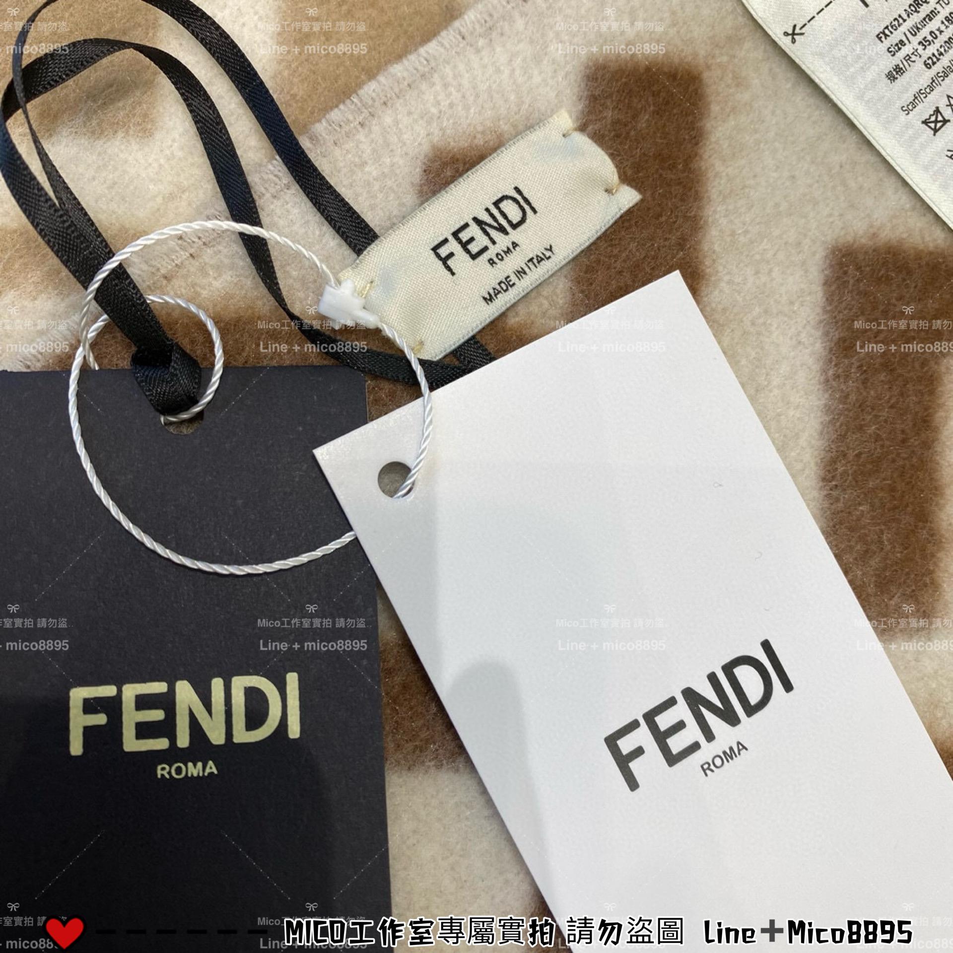 Fendi FF漸變羊絨流蘇圍巾 size：35×180cm