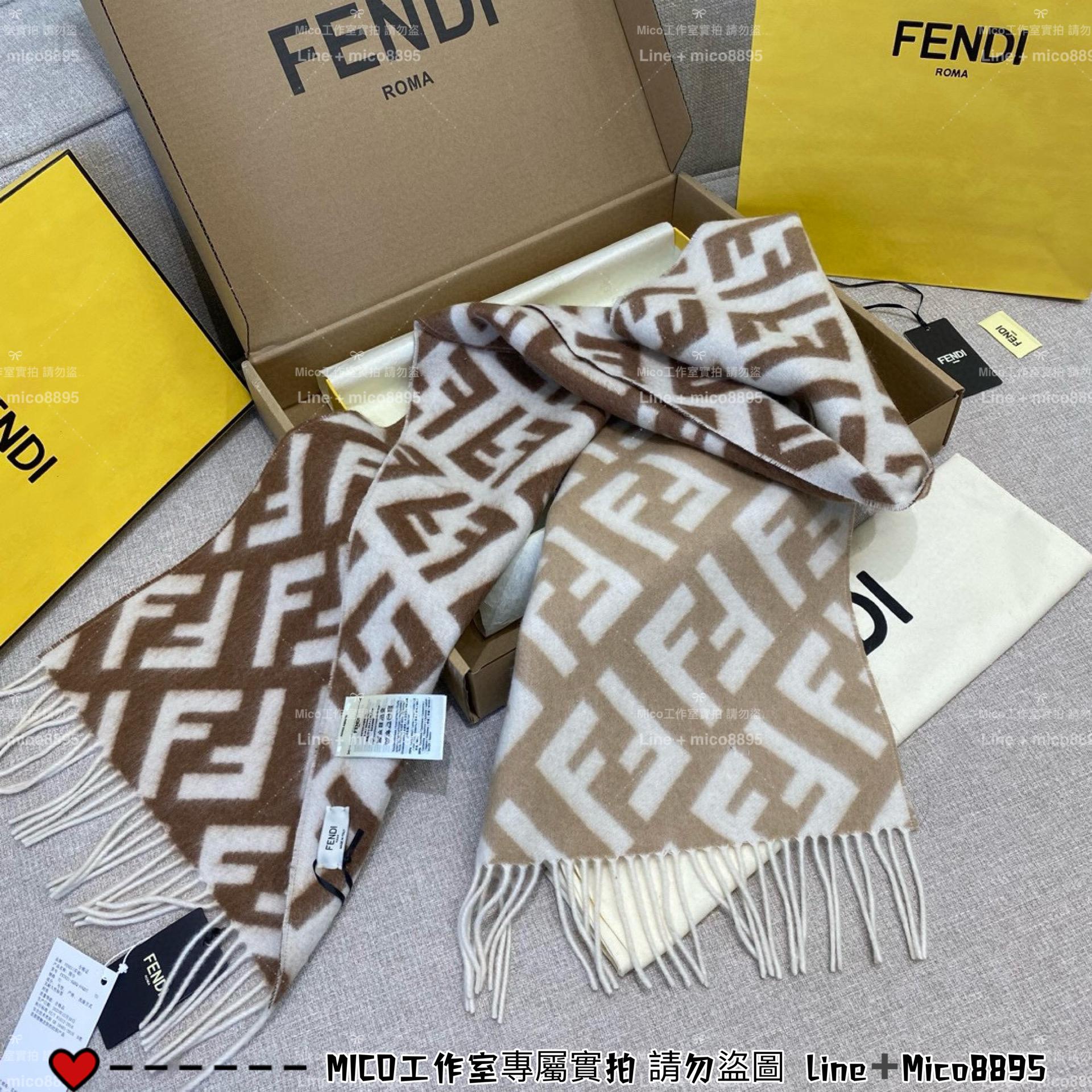 Fendi FF漸變羊絨流蘇圍巾 size：35×180cm