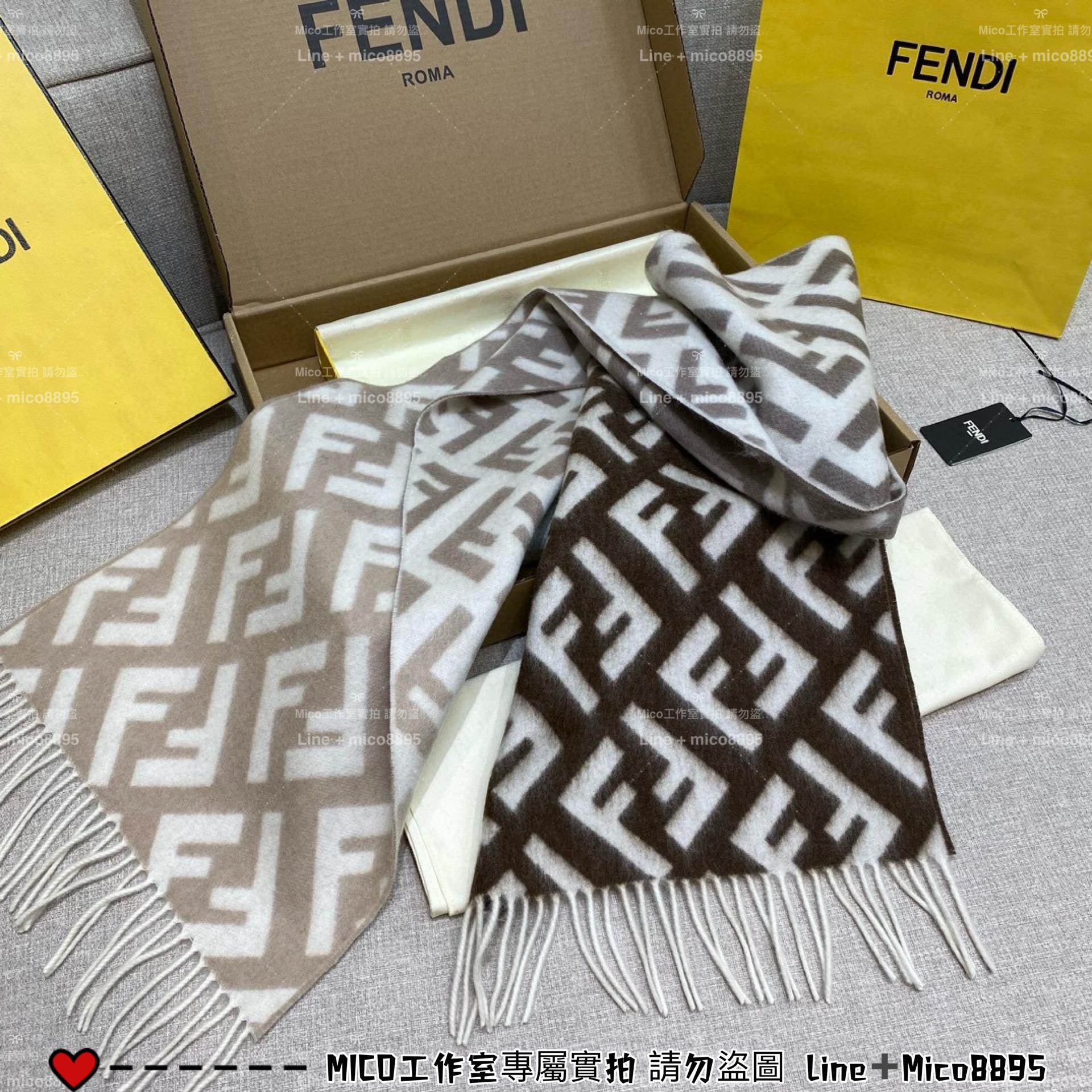 Fendi FF漸變羊絨流蘇圍巾 size：35×180cm