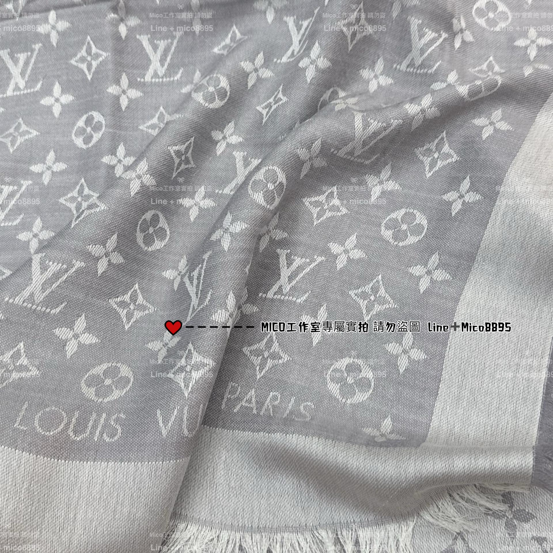 LV M0804 銀灰色 MONOGRAM DENIM 字母披肩 140*140