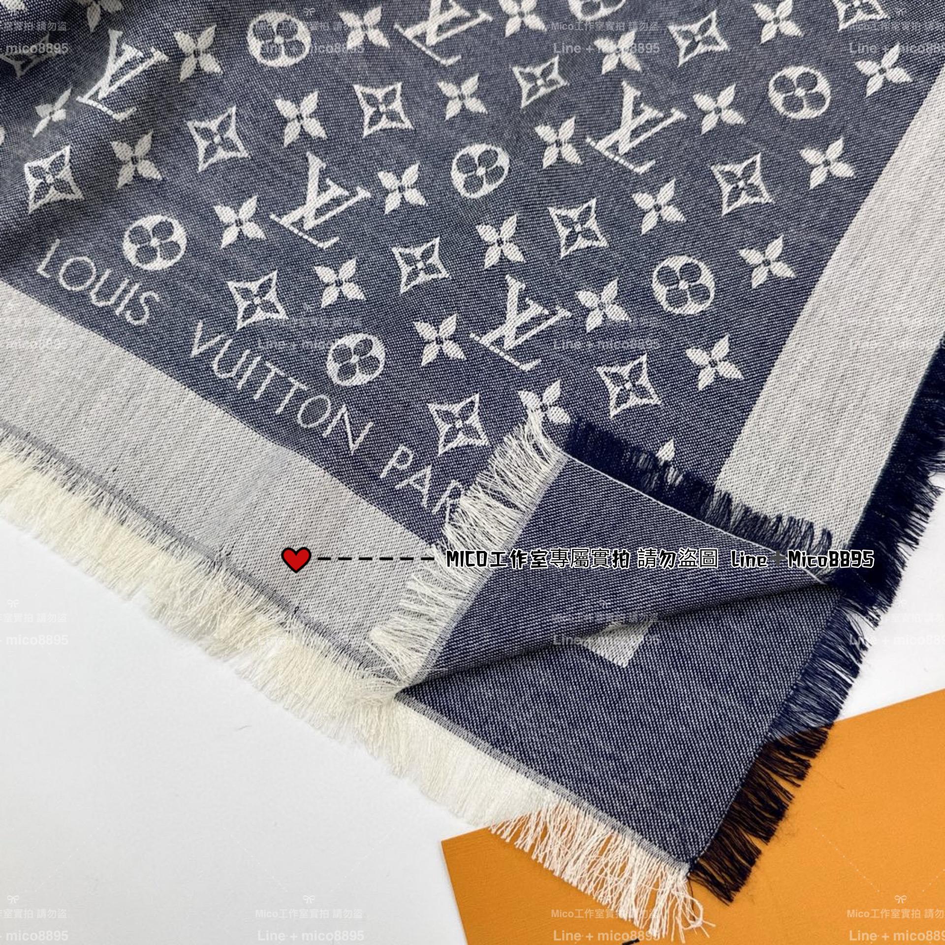 LV M71376/牛仔藍  MONOGRAM DENIM 字母披肩 140*140