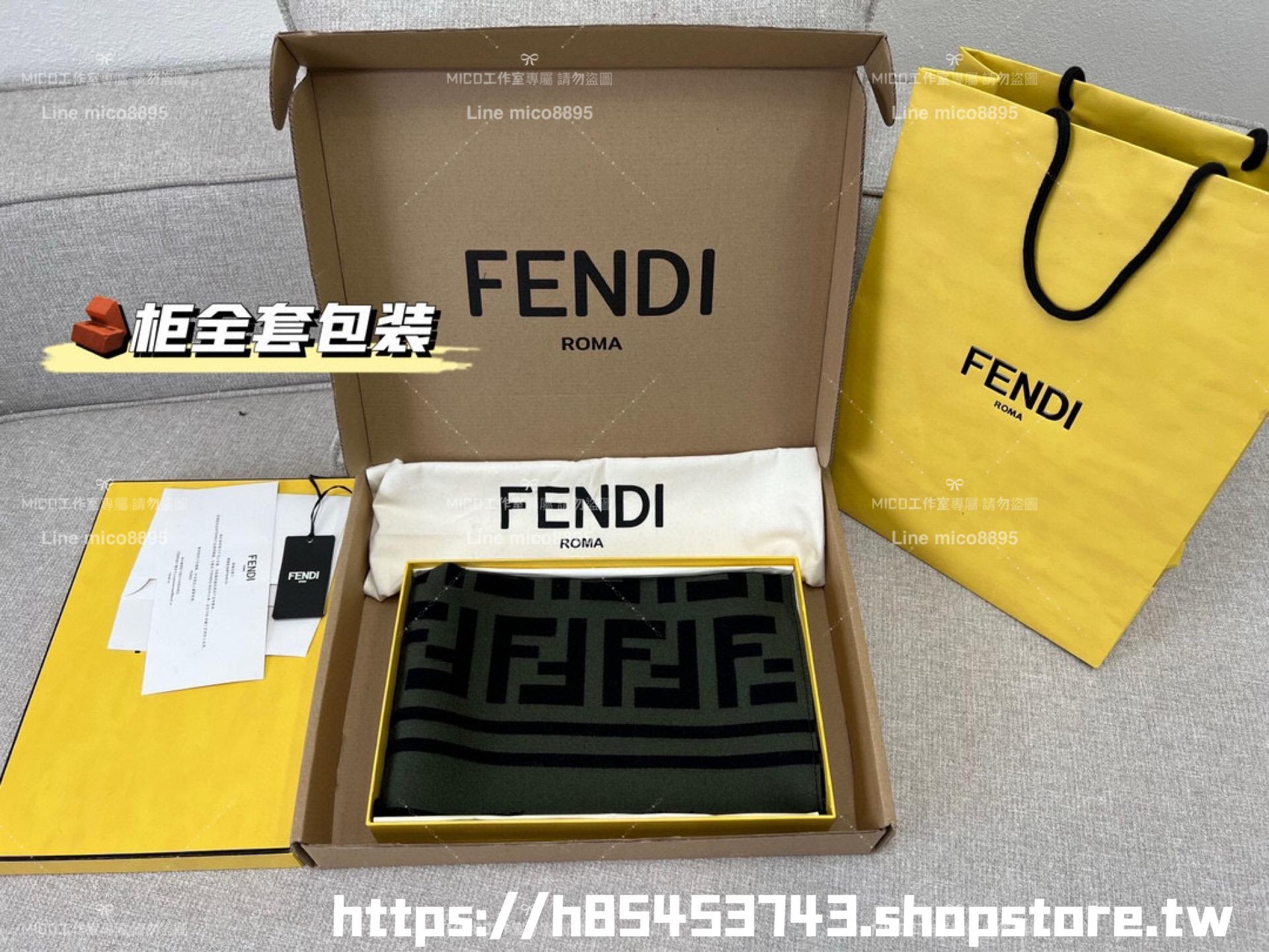 Fendi 經典FF字母提花圍巾 羊毛圍巾 30x180cm