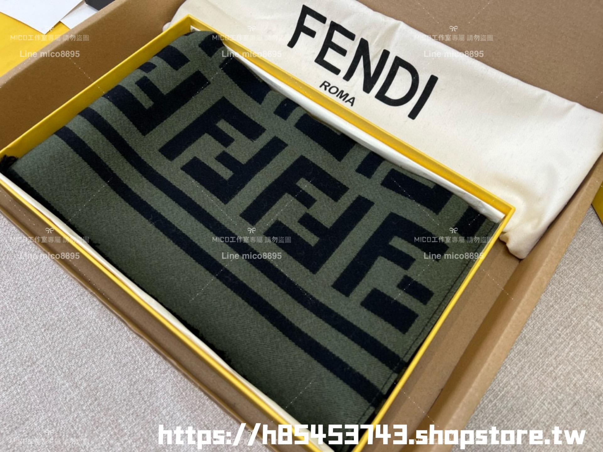 Fendi 經典FF字母提花圍巾 羊毛圍巾 30x180cm