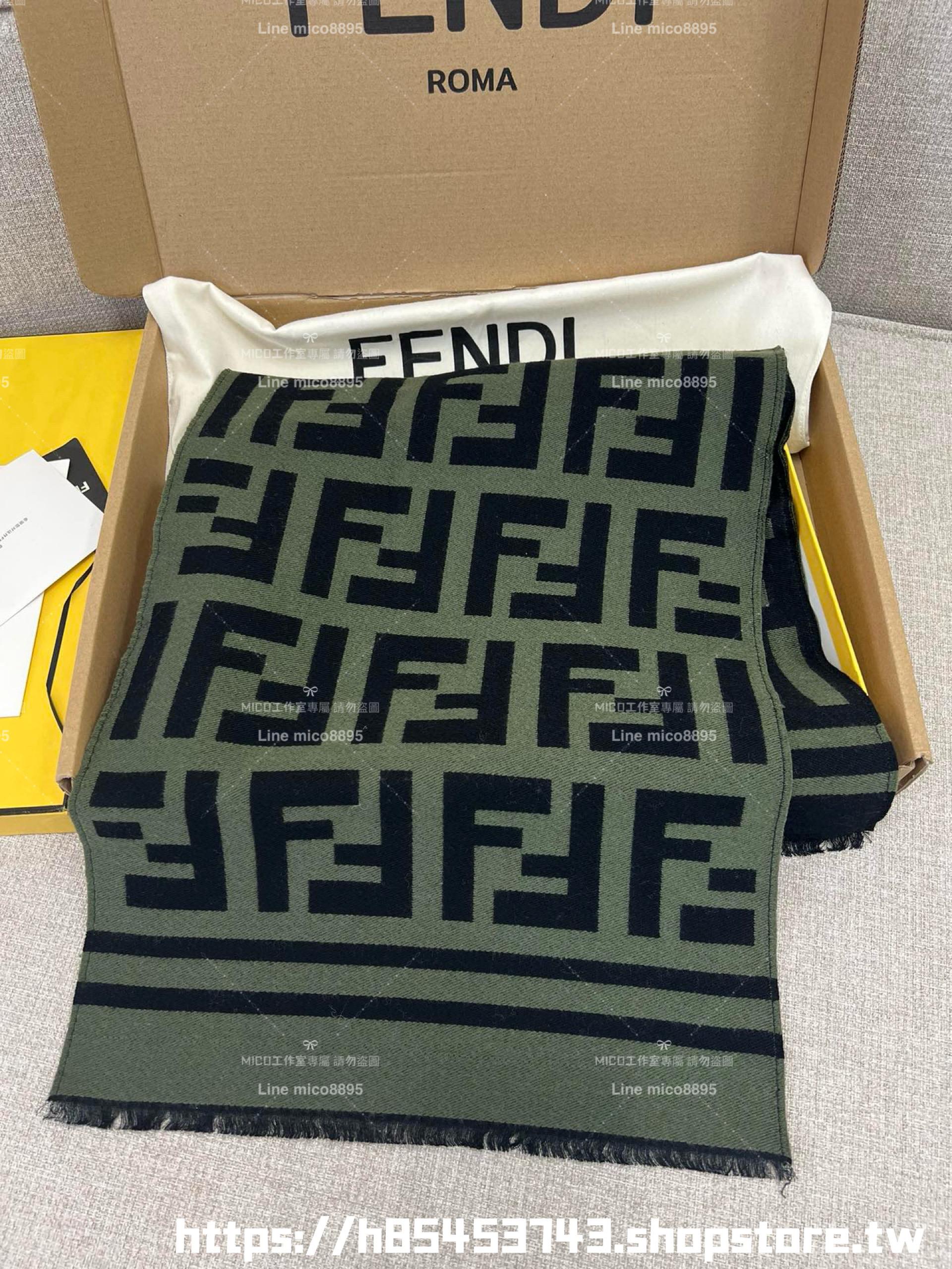 Fendi 經典FF字母提花圍巾 羊毛圍巾 30x180cm