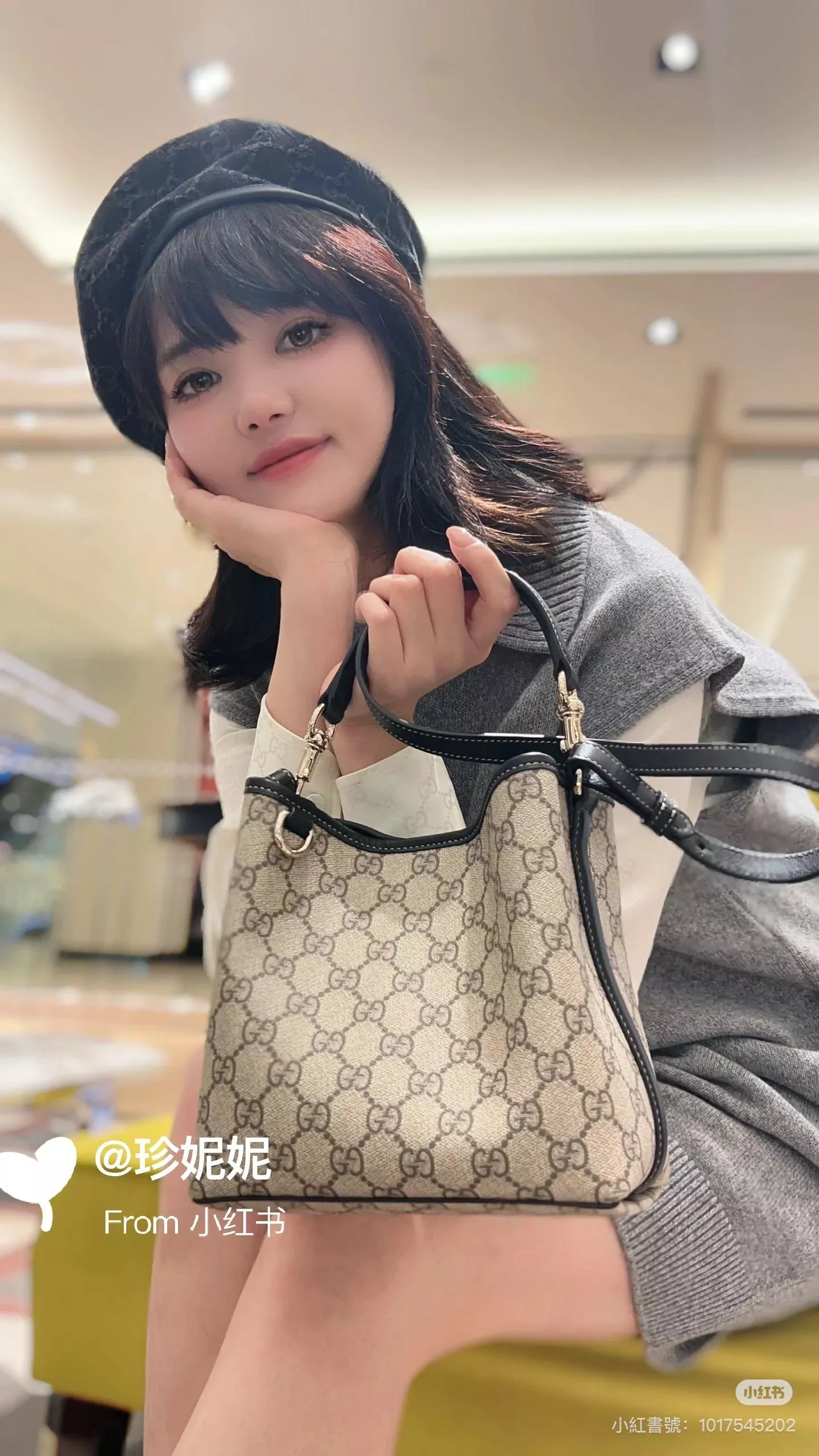 GUCCI 黑色皮革 Emblem系列 Ophidia GG 手提肩背水桶包 抽繩包 24cm