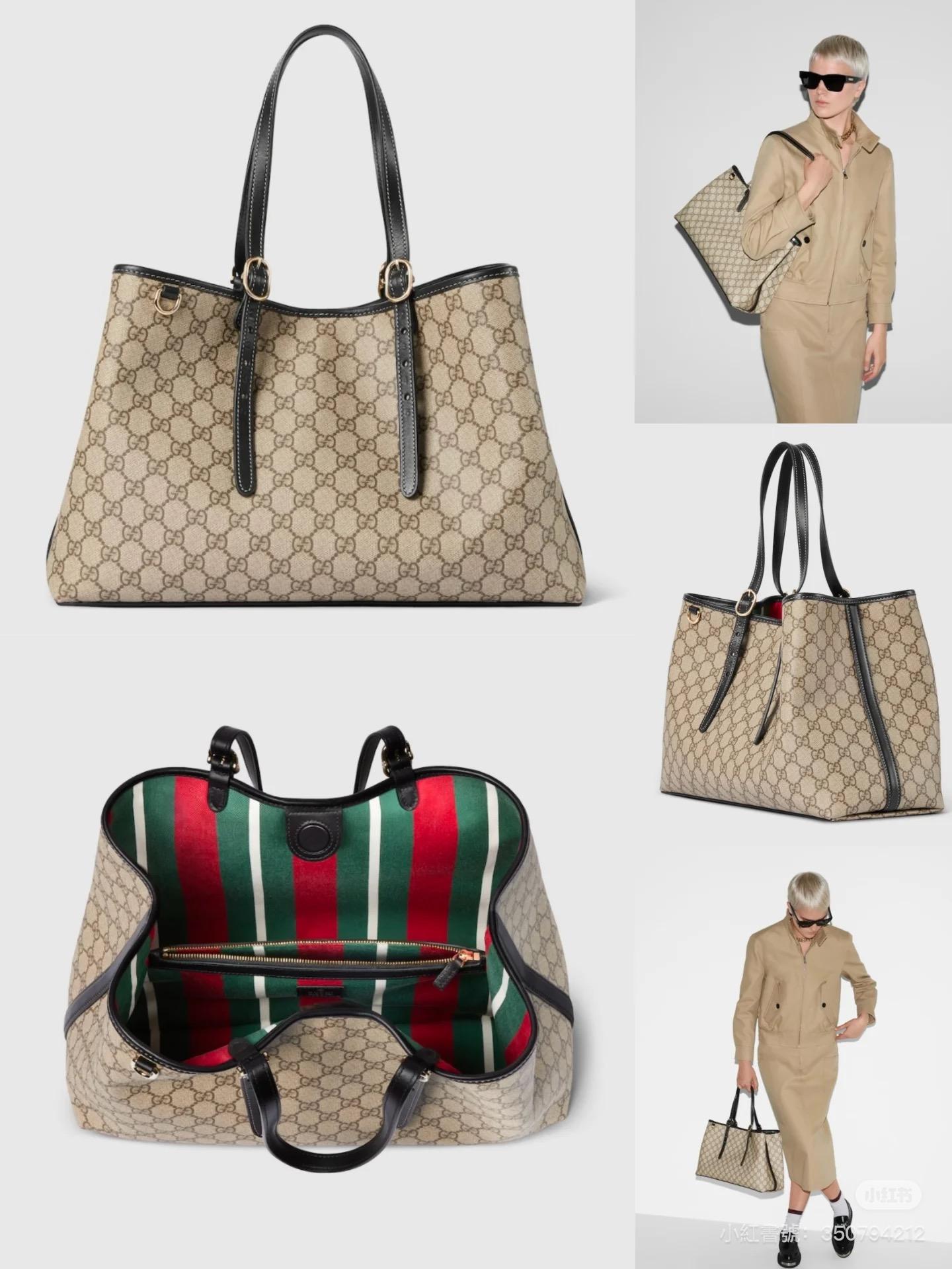 GUCCI 黑色皮革 Emblem系列 Ophidia 大號購物袋 托特包 通勤好用 尺寸:W38xH25.5x15cm