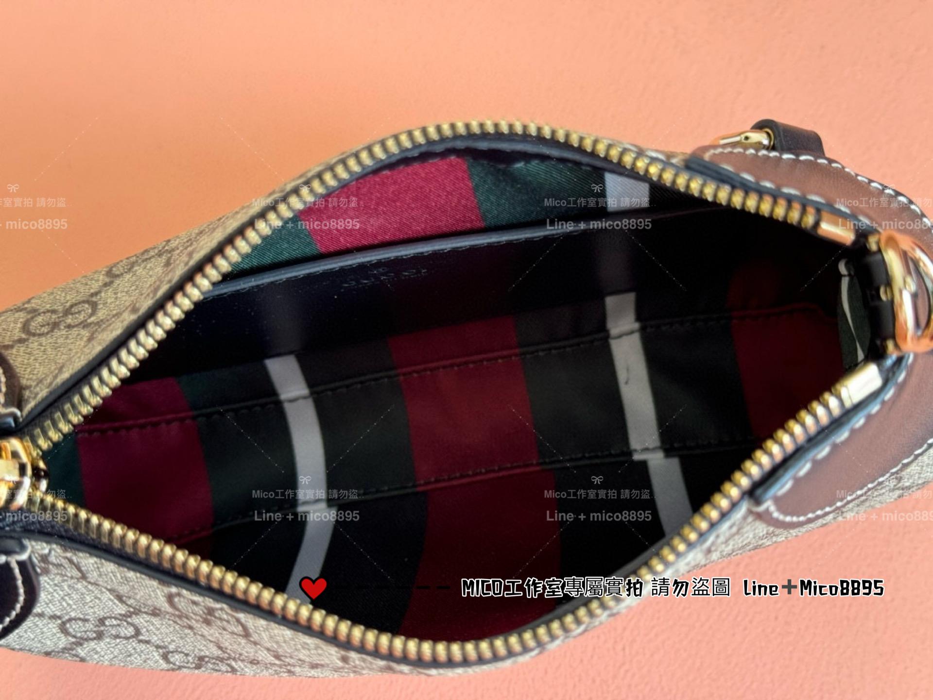 GUCCI 黑色皮革 Emblem系列 Ophidia GG 迷你肩背包 24cm