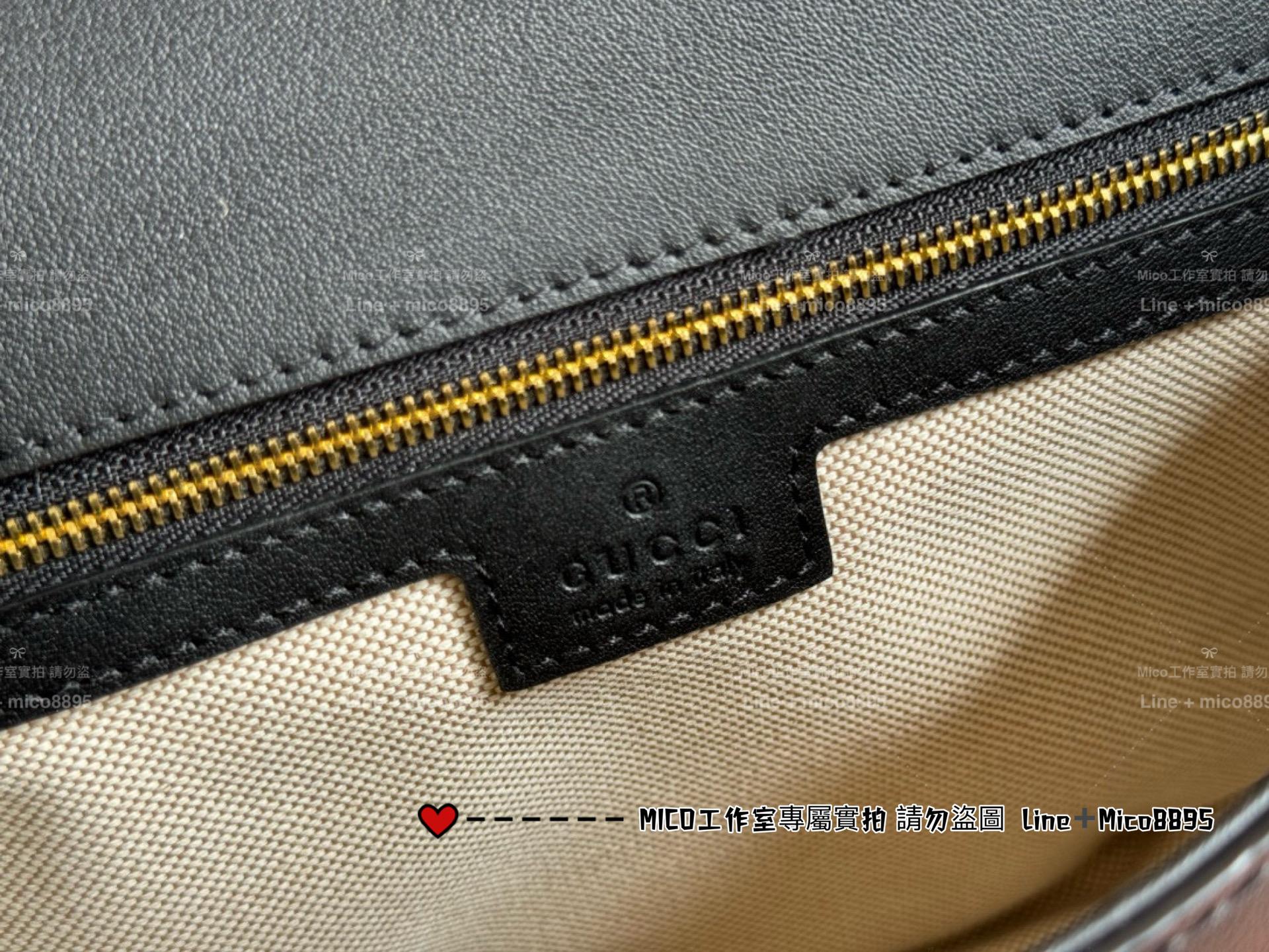 GUCCI BLONDIE系列 小型手挽袋 帆布拼皮 黑色 26.5cm