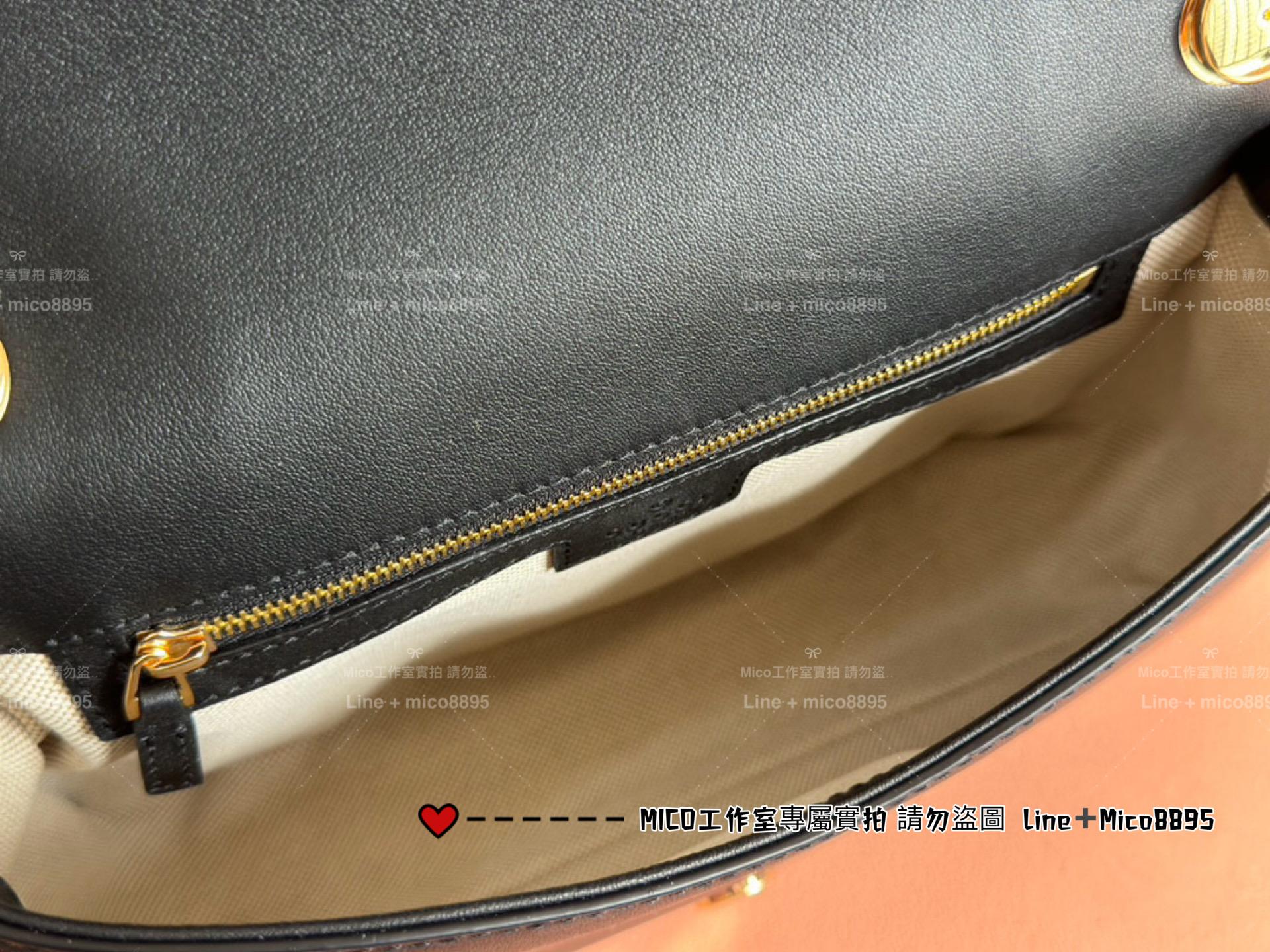 GUCCI BLONDIE系列 小型手挽袋 帆布拼皮 黑色 26.5cm