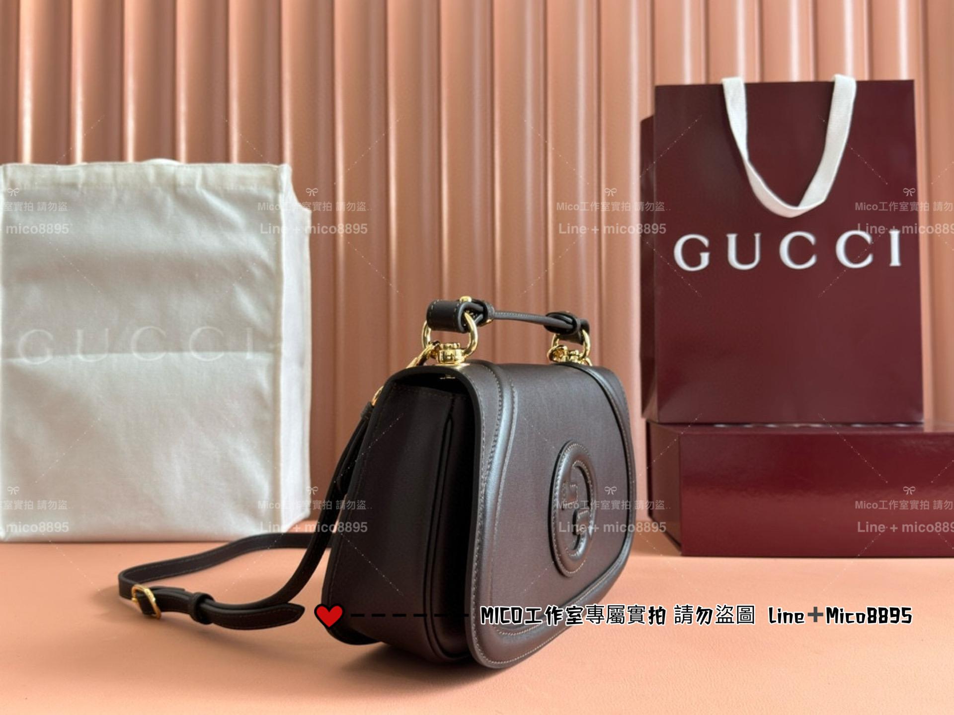 GUCCI BLONDIE系列 小型手挽袋 黑色真皮 26.5cm