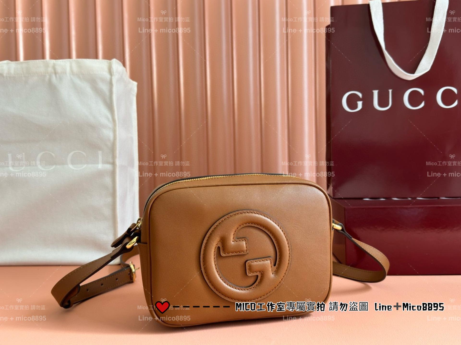 GUCCI 紅色/黑色/棕色 Blondie系列迷你肩背包 滑面牛皮 真皮 相機包 21cm