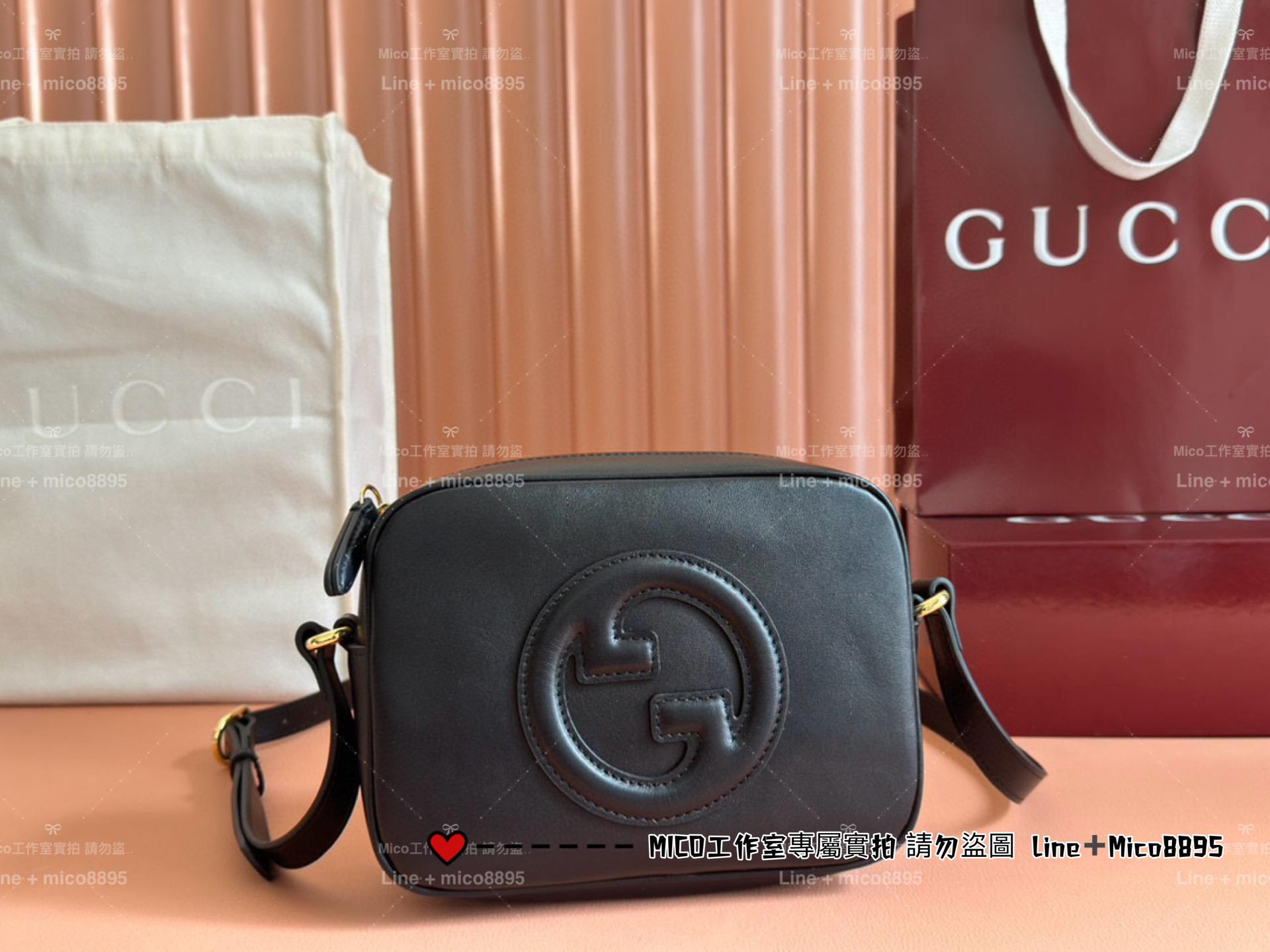 GUCCI 紅色/黑色/棕色 Blondie系列迷你肩背包 滑面牛皮 真皮 相機包 21cm