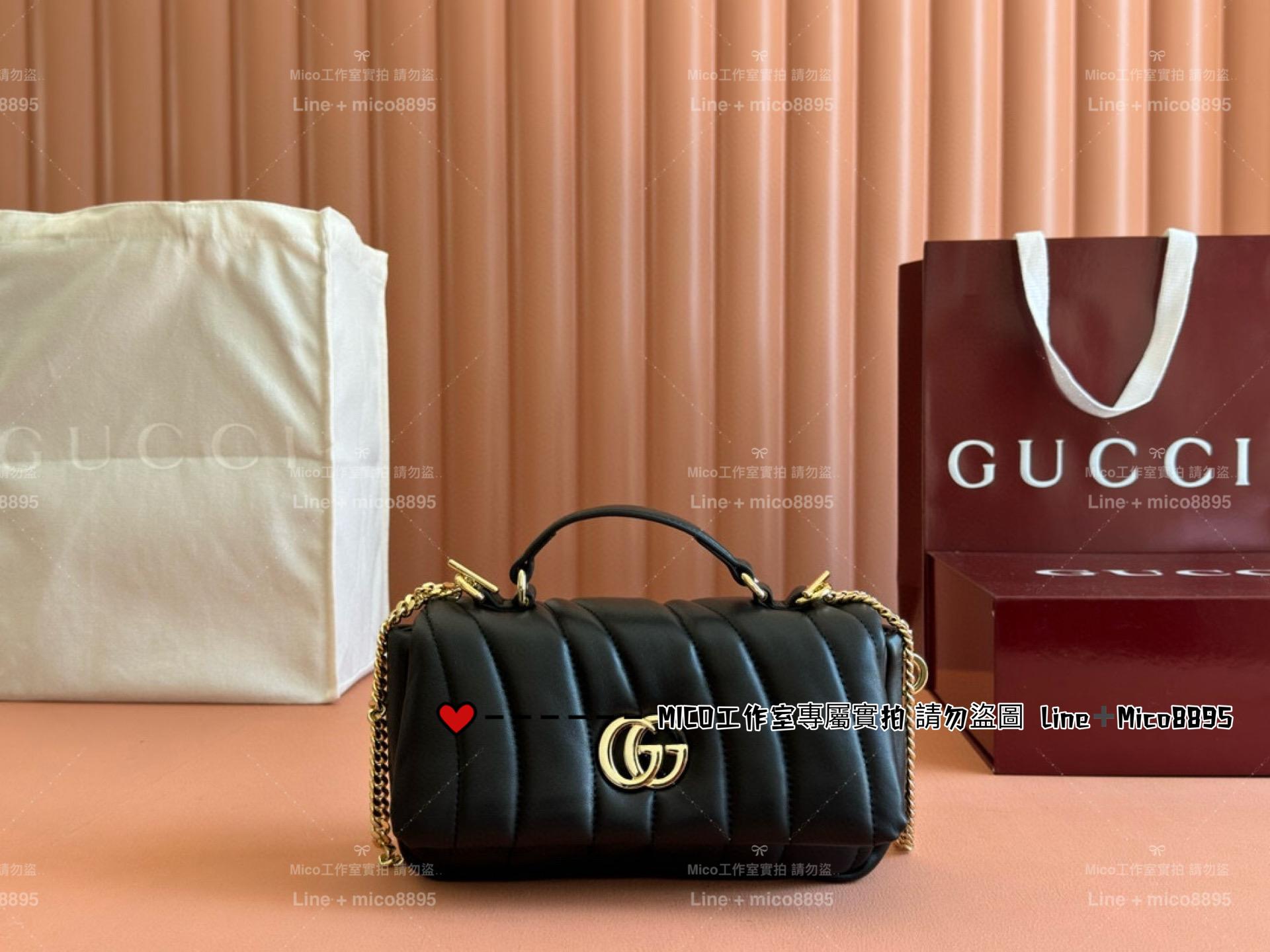 GUCCI 黑色 Milano系列迷你肩背包 壓紋/豎紋/平紋 三個款式 牛皮/真皮 21cm