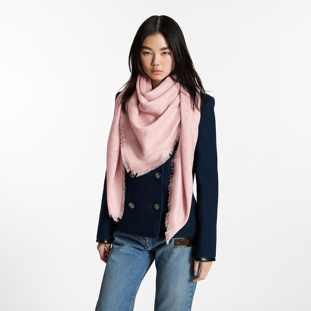 LV 素色提花款 MONOGRAM DENIM 字母披肩 （15色） 140*140