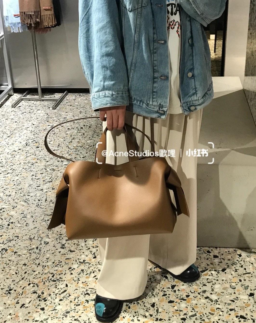 Acne MUSUBI系列 棕色牛皮 真皮 中型托特包/購物包 36cm 可容納13寸筆電