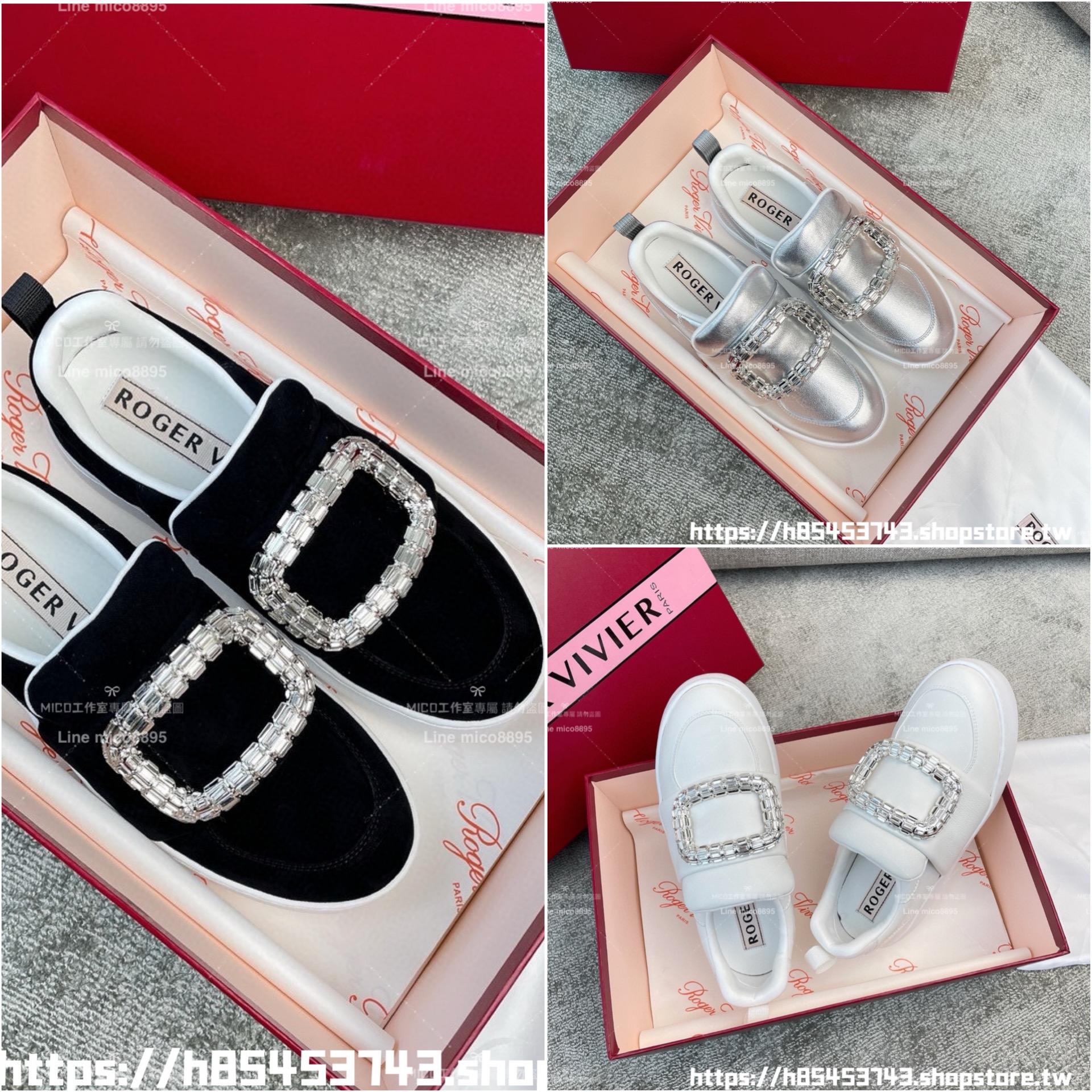 Roger Vivier | RV UP鑽釦厚底小白鞋 麵包鞋 底厚5cm 35-40