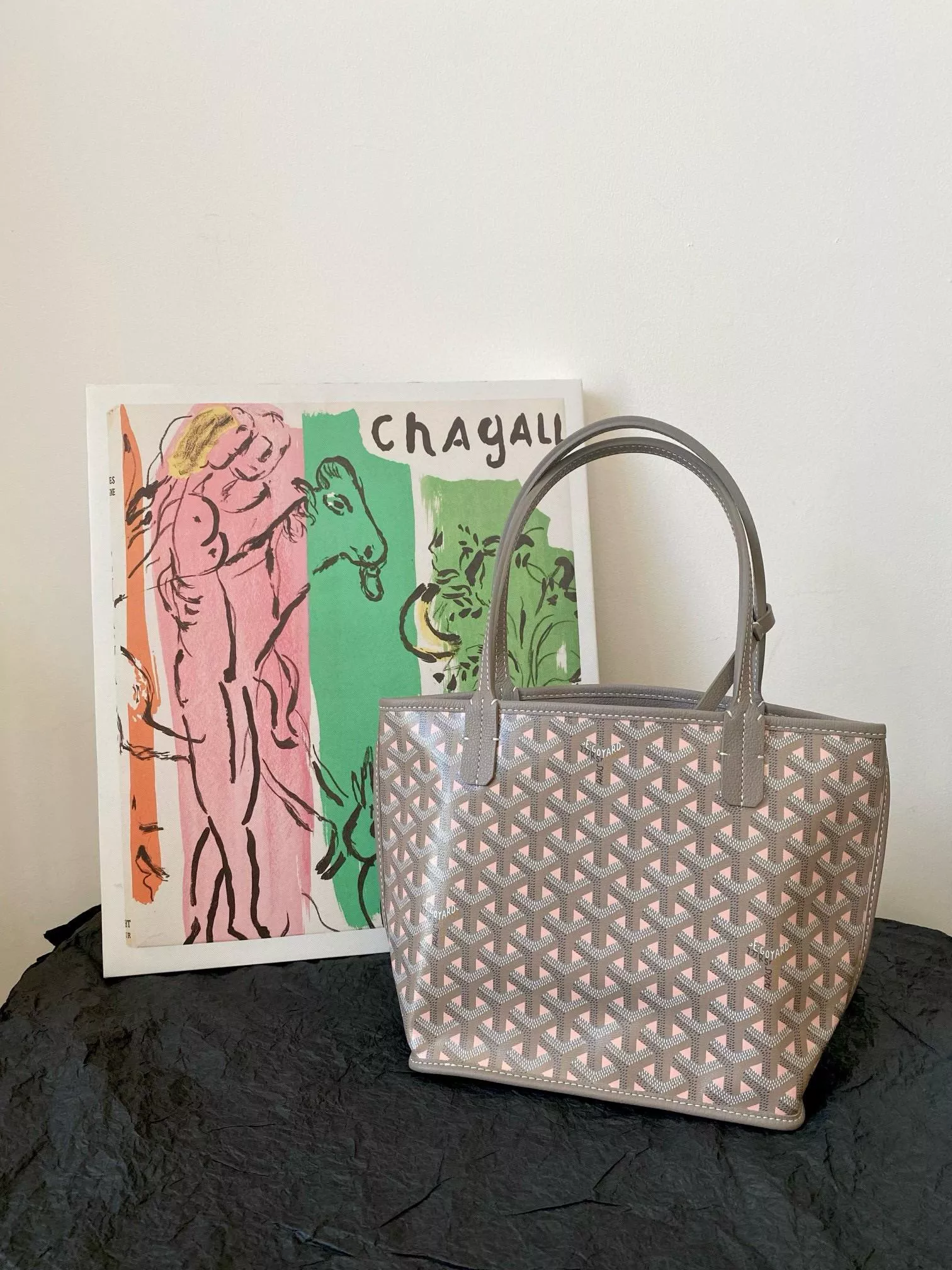 Goyard 狗牙 迷你雙面tote購物袋mini限定色灰粉 20cm