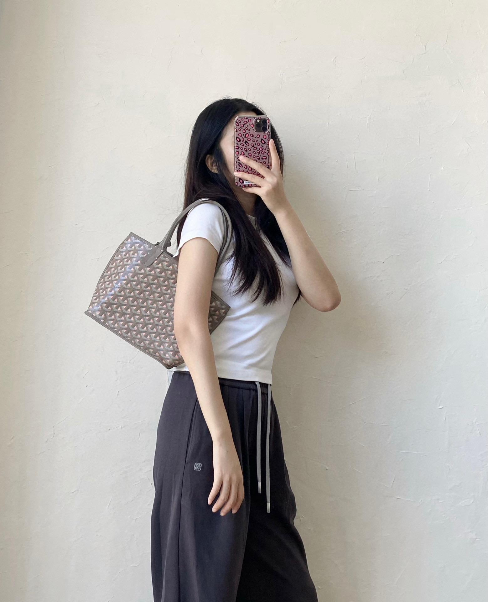 Goyard 狗牙 迷你雙面tote購物袋mini限定色灰粉 20cm