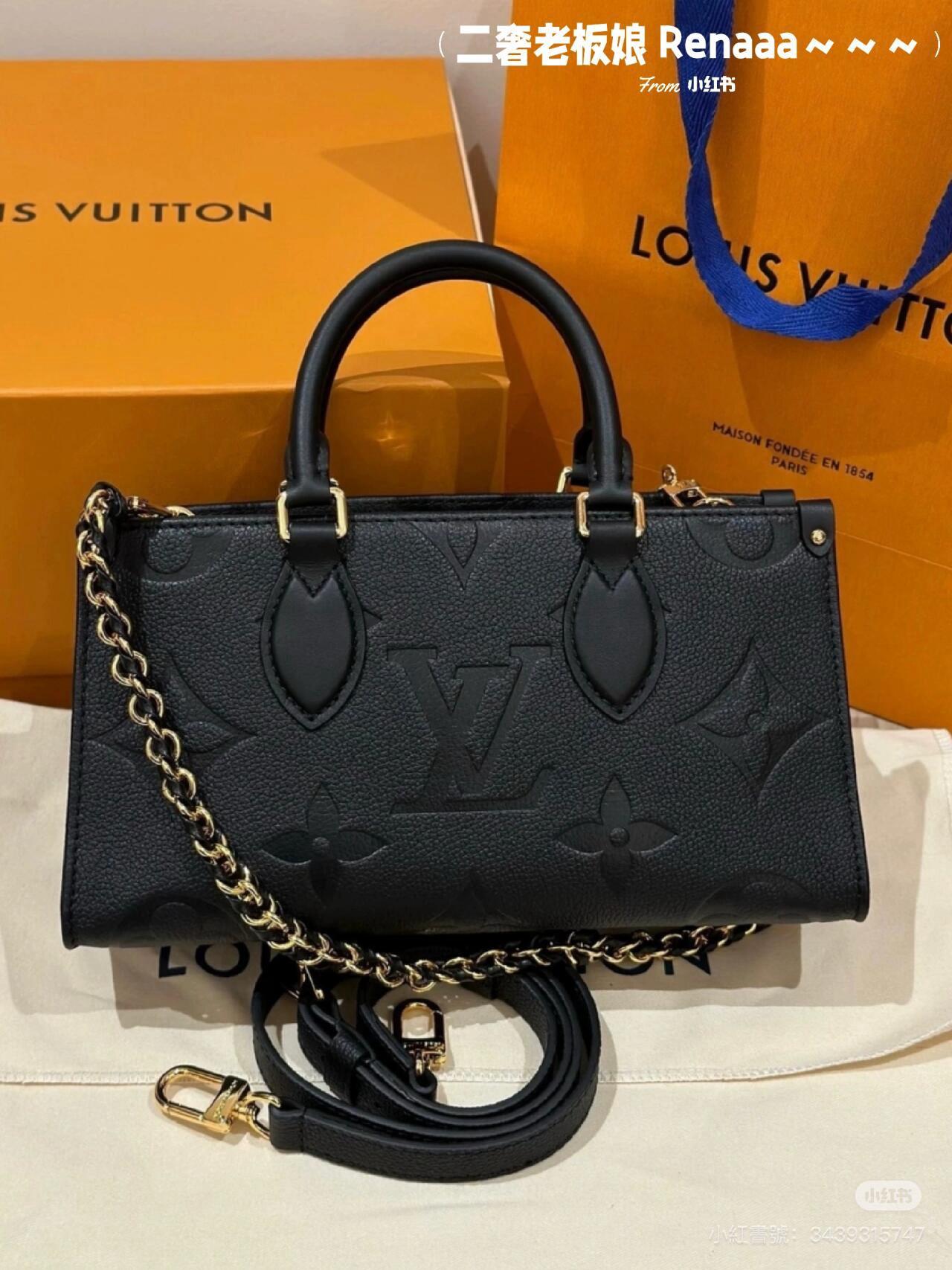 LV M23640 黑色壓花粒面牛皮 ONTHEGO EAST WEST 手袋 25cm