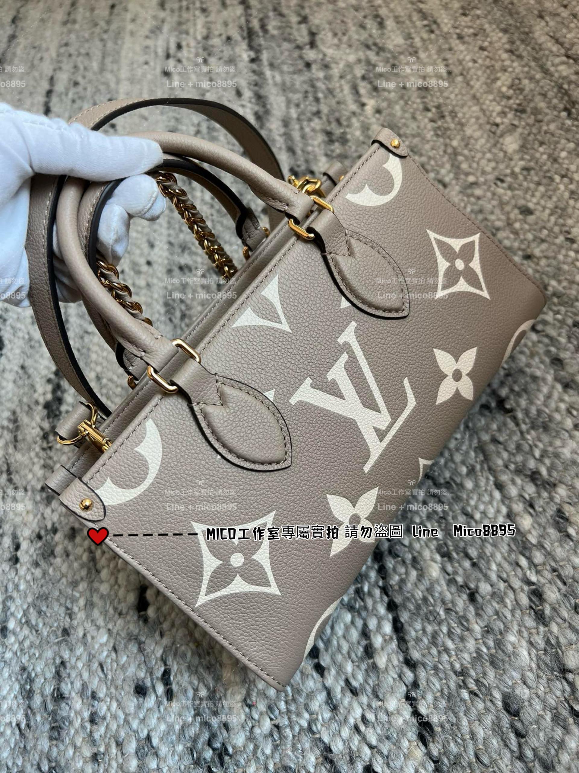 LV M23641 大象灰絲印款粒面牛皮 ONTHEGO EAST WEST 手袋 25cm