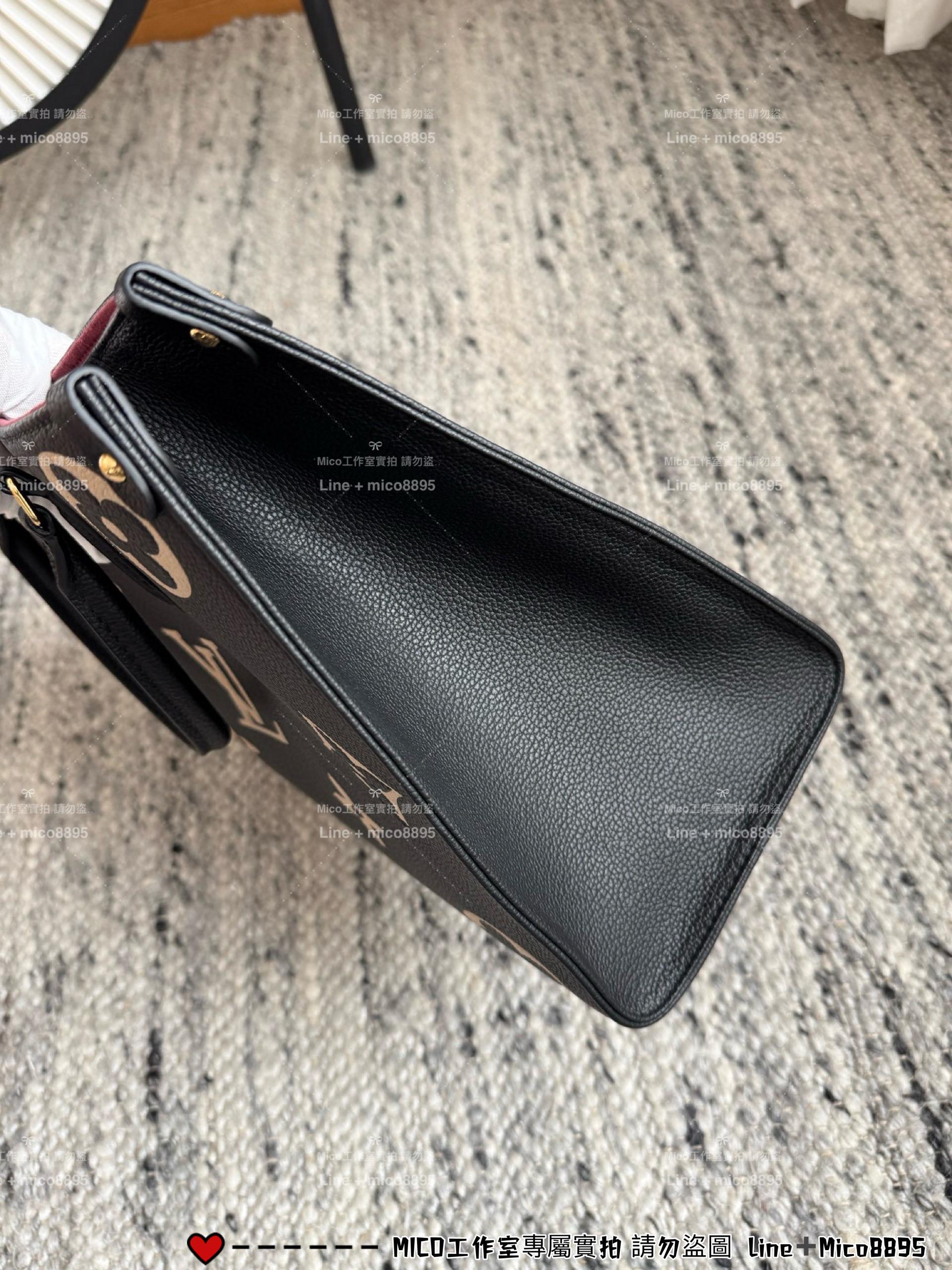 LV 黑色絲印 ONTHEGO 中號手袋 M45495 肩背購物袋 手提 35cm