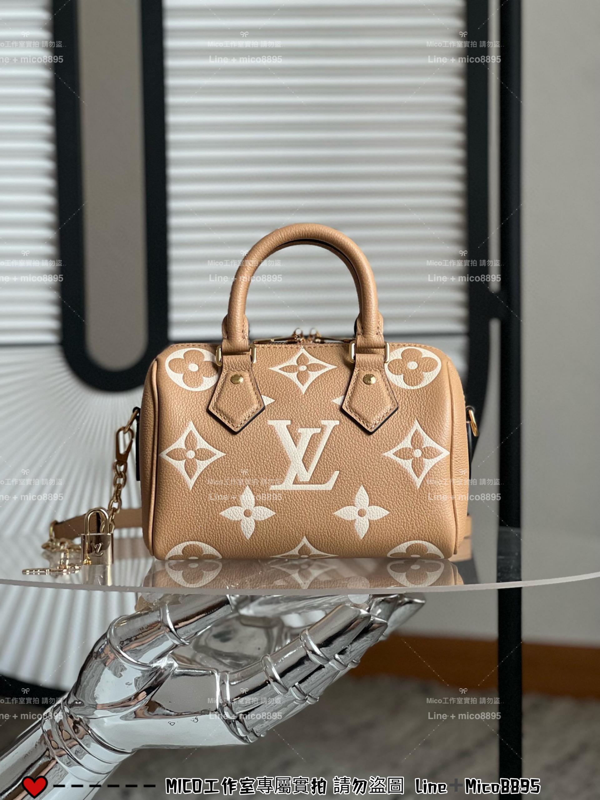 LV 季節款 SPEEDY BANDOULIÈRE 20 手袋  M12713 絲印款/奶茶色